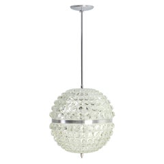 Mid-Century Modern Crystal Orb Pendant Fixture from Argentina