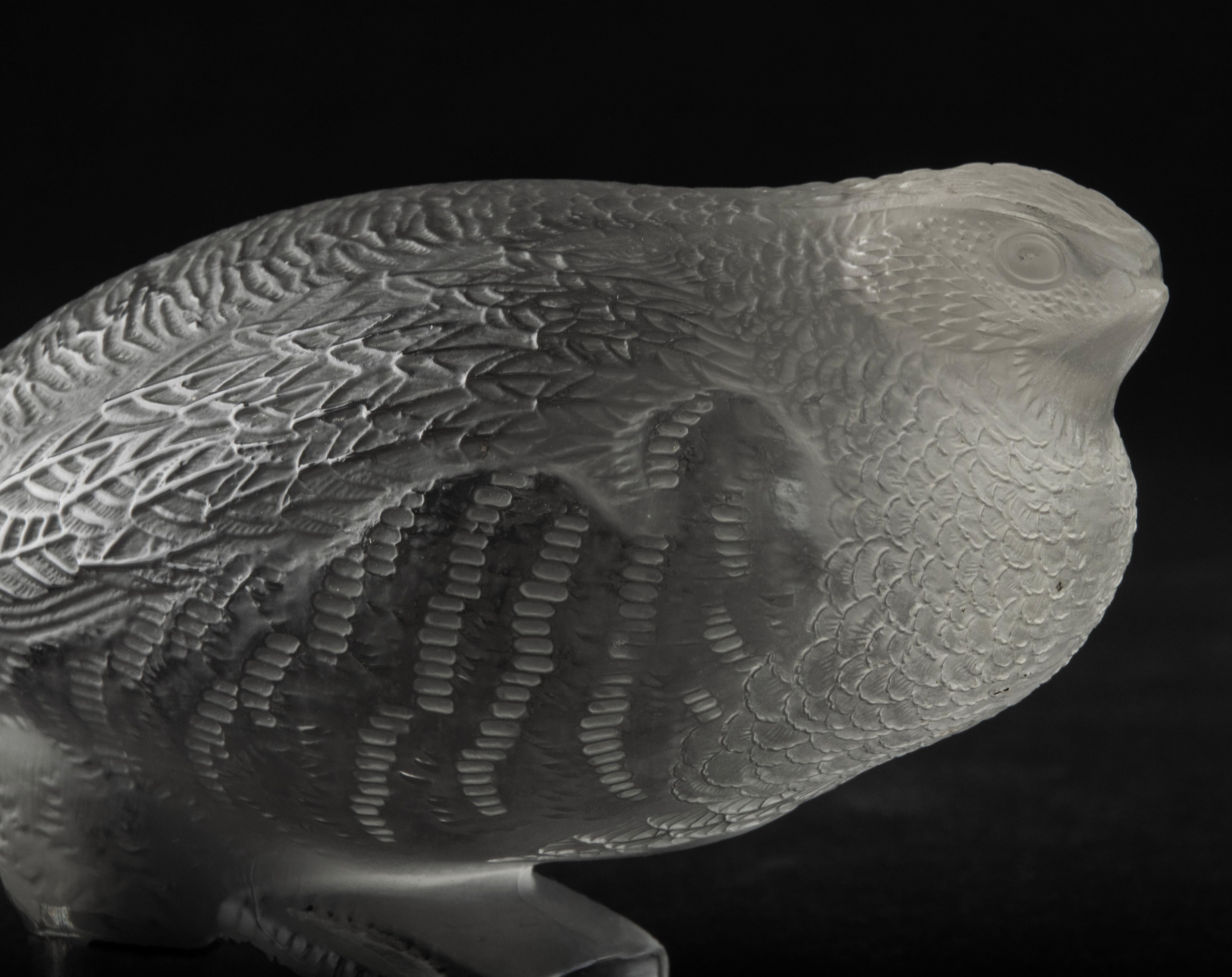 Mid-Century Modern Crystal Paperweight / Figurine of a Quail Bird, Lalique For Sale 6