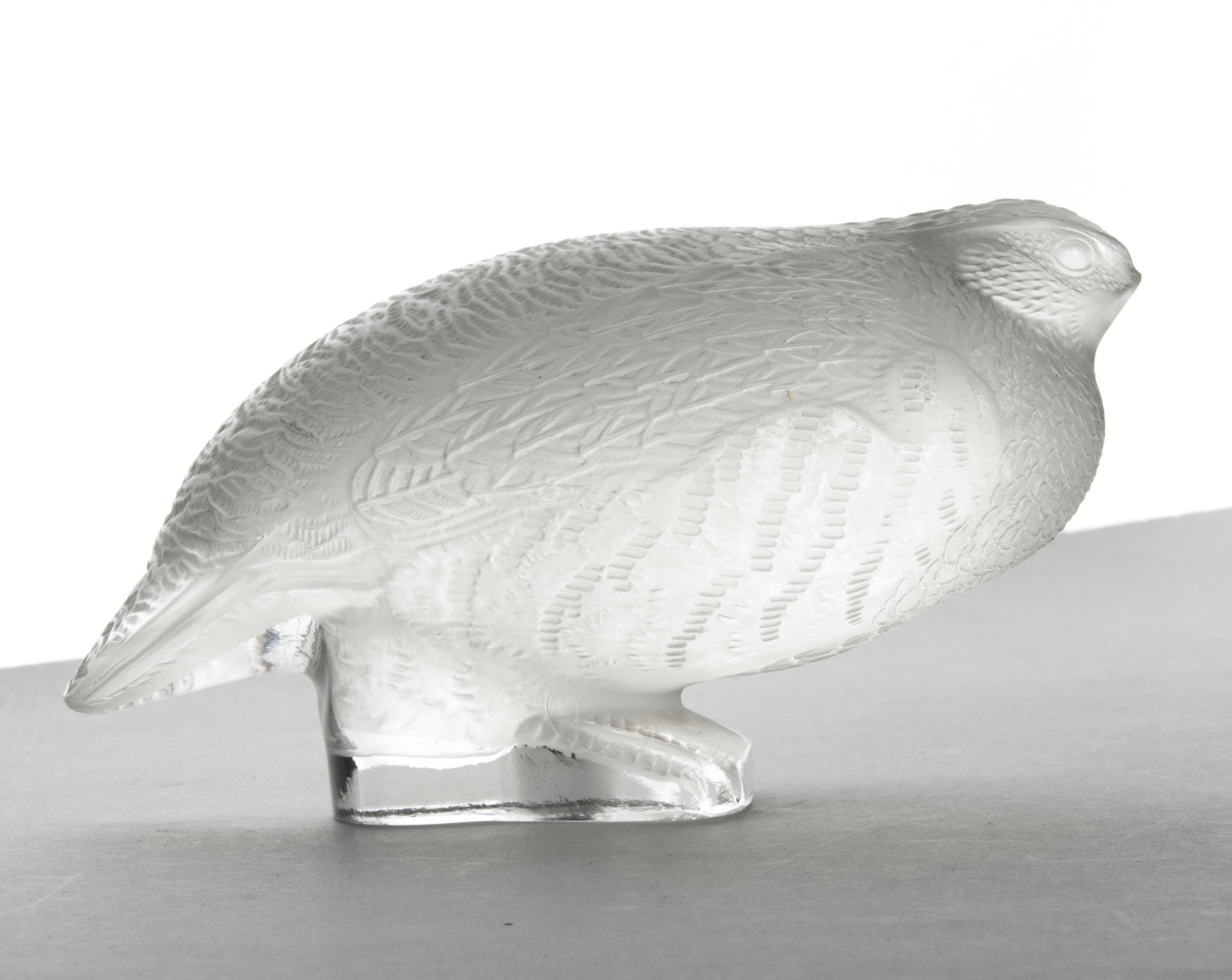 Mid-Century Modern Crystal Paperweight / Figurine of a Quail Bird, Lalique For Sale 7