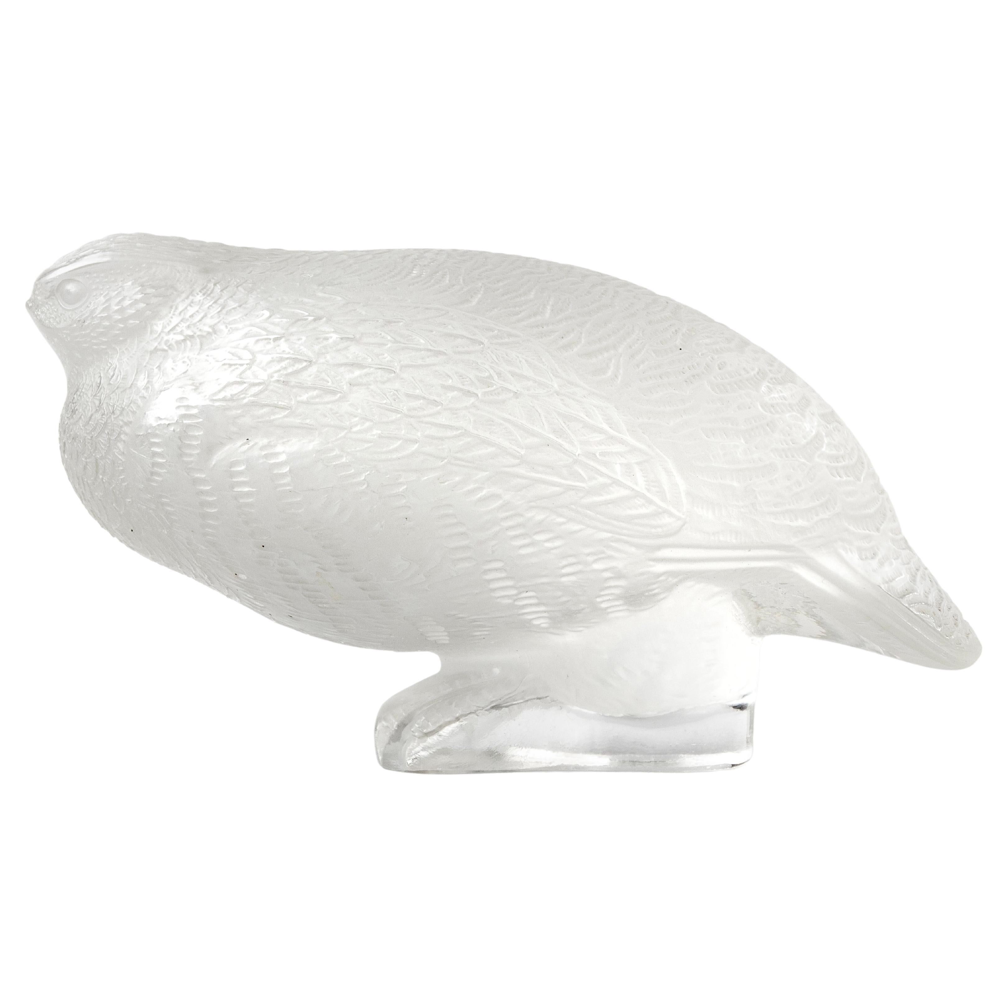 Mid-Century Modern Crystal Paperweight / Figurine of a Quail Bird, Lalique For Sale