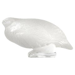 Mid-Century Modern Crystal Paperweight / Figurine of a Quail Bird, Lalique