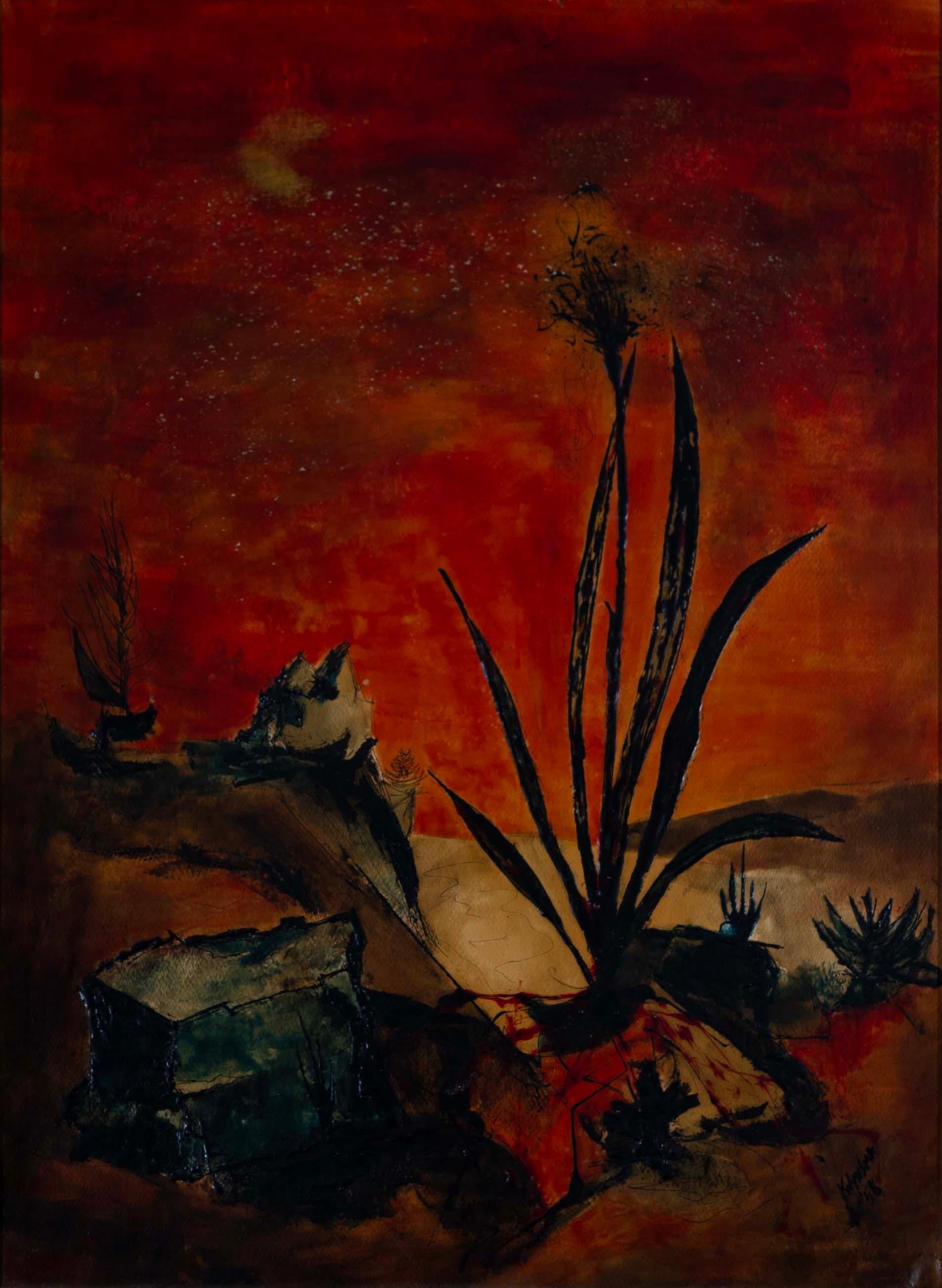 Une peinture à l'huile sur toile du milieu du siècle dernier, lumineuse et sereine, intitulée 