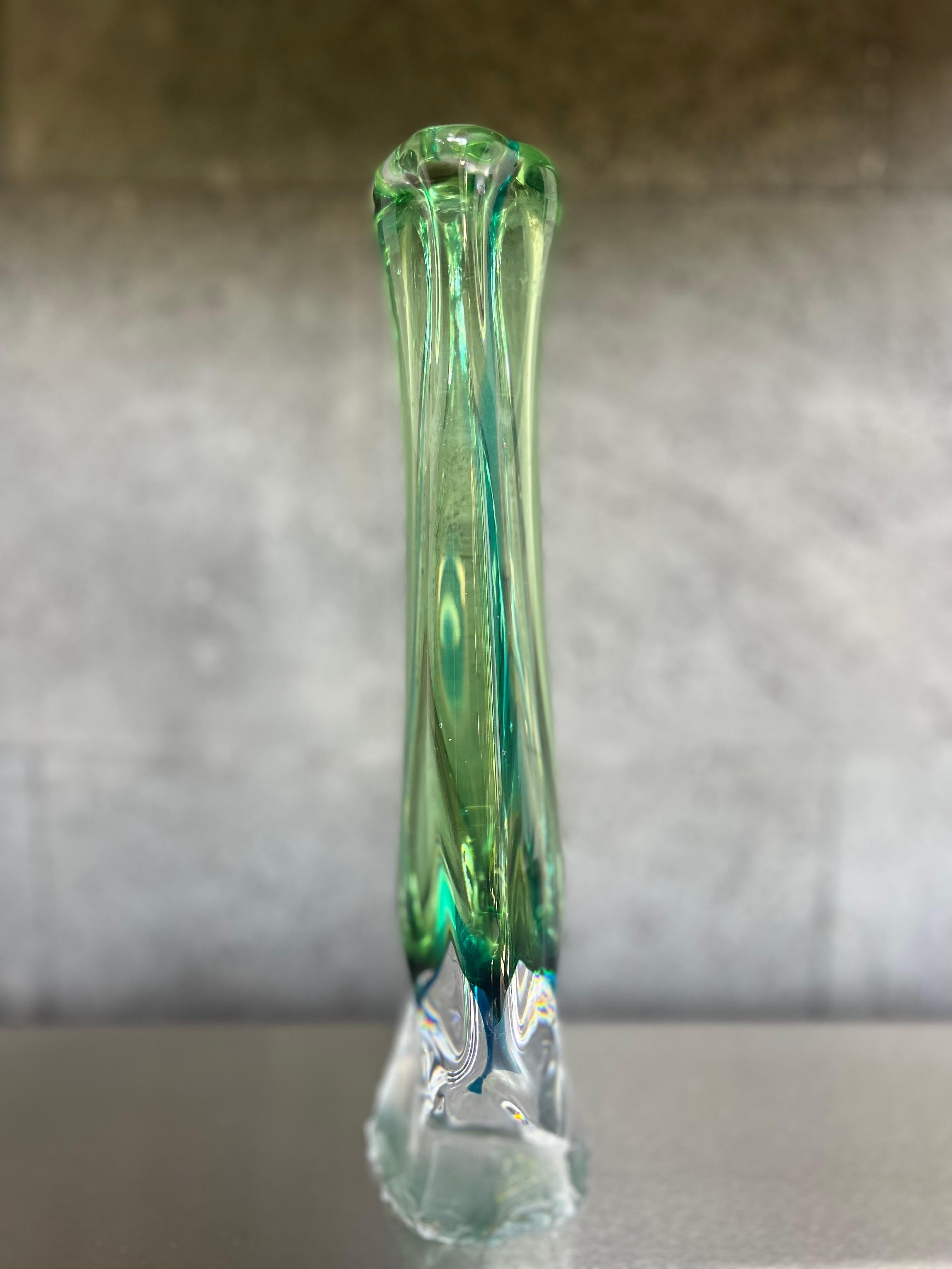 Mexican Mid Century Modern Crystal Vase For Sale