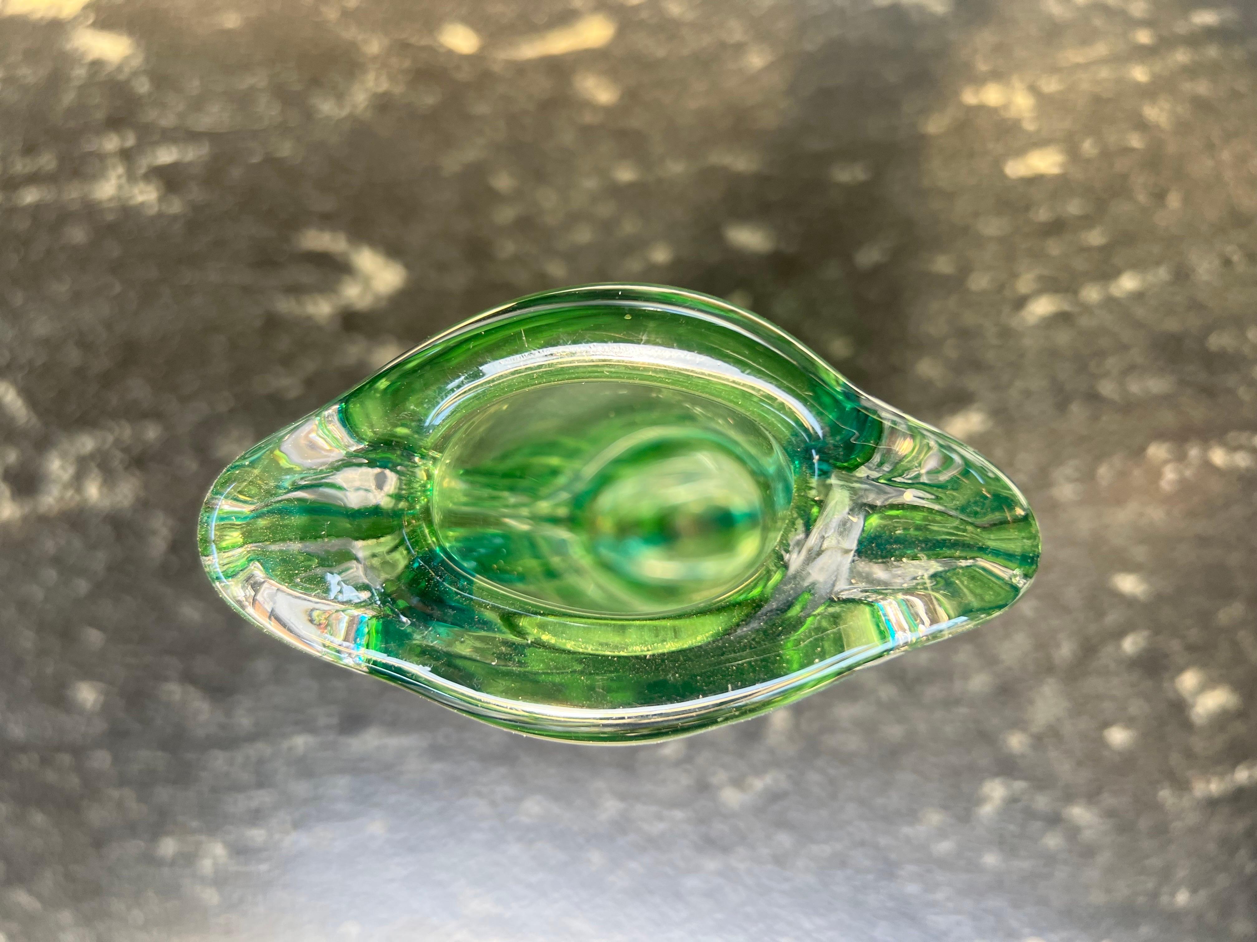 Hand-Crafted Mid Century Modern Crystal Vase For Sale