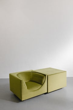 Mid-Century Modern Cube Armchair and Side table by Jorge Zalszupin, 1970s