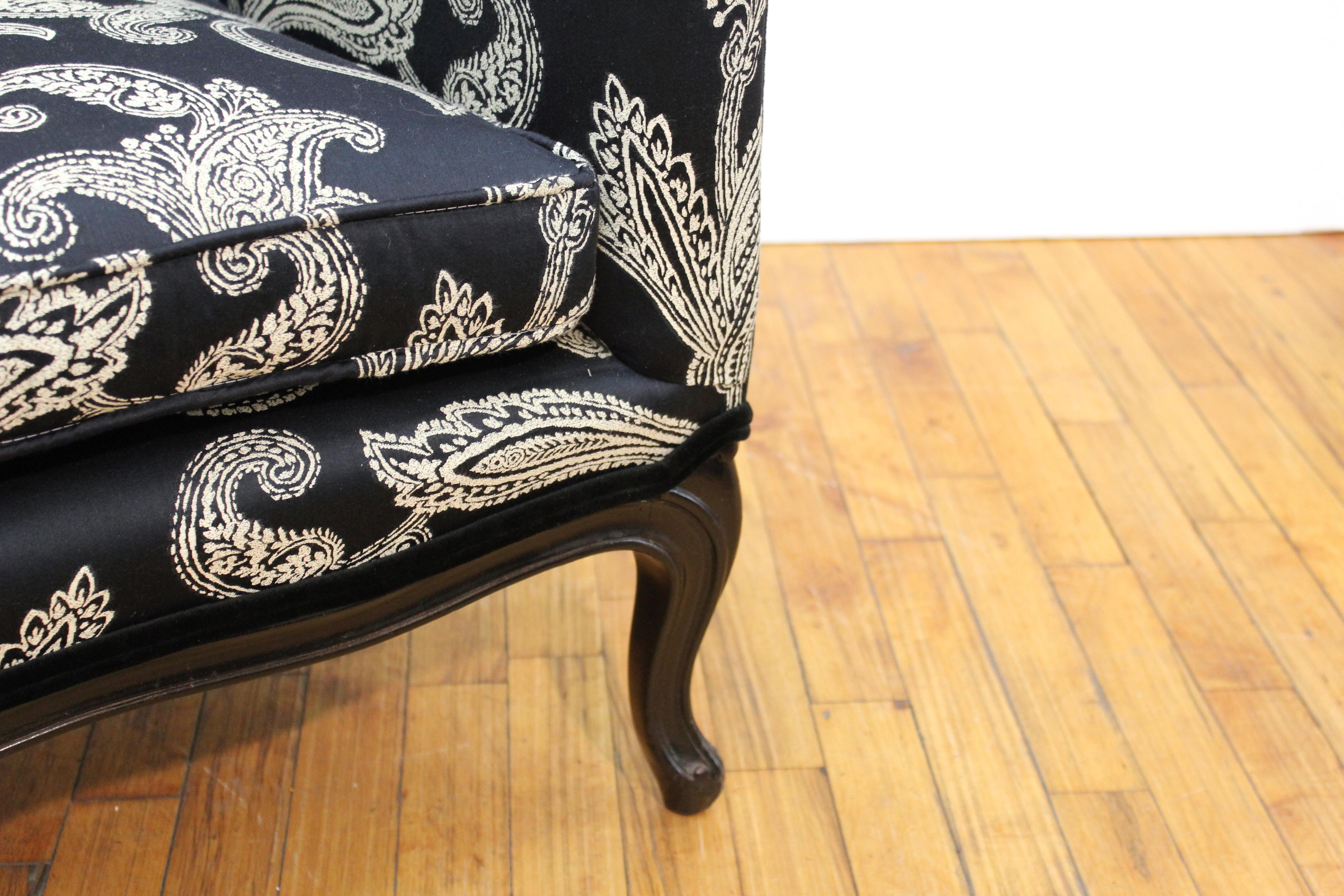 Mid-Century Modern Cube Armchairs in Ralph Lauren Paisley Fabric Upholstery 5