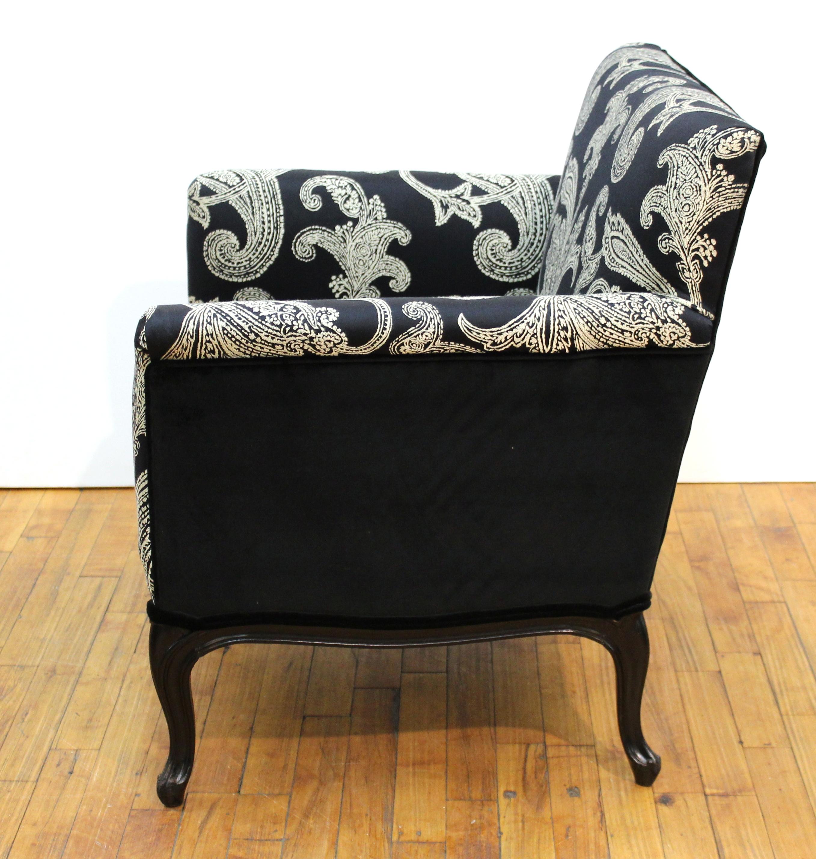 Late 20th Century Mid-Century Modern Cube Armchairs in Ralph Lauren Paisley Fabric Upholstery