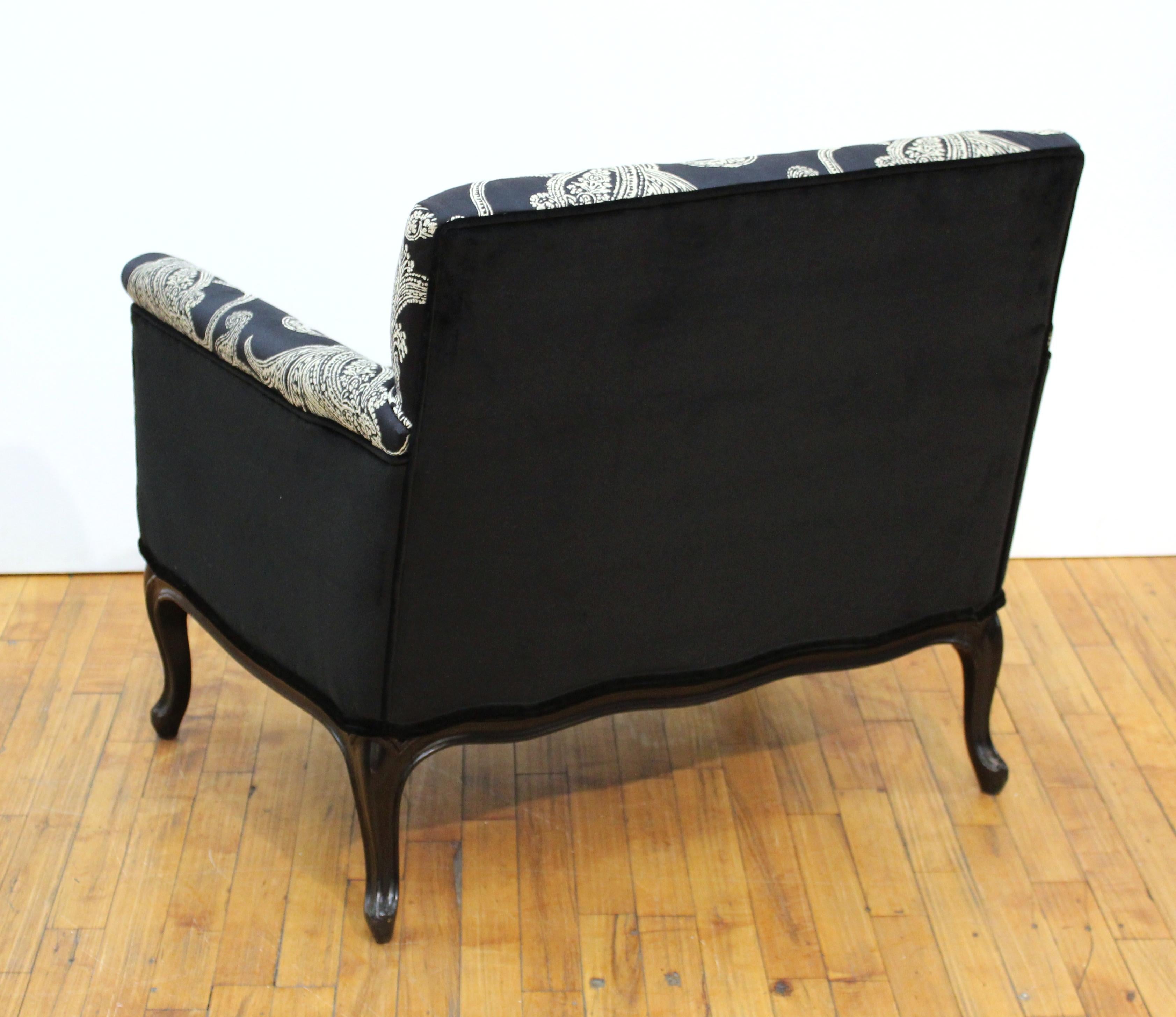 Mid-Century Modern Cube Armchairs in Ralph Lauren Paisley Fabric Upholstery 1