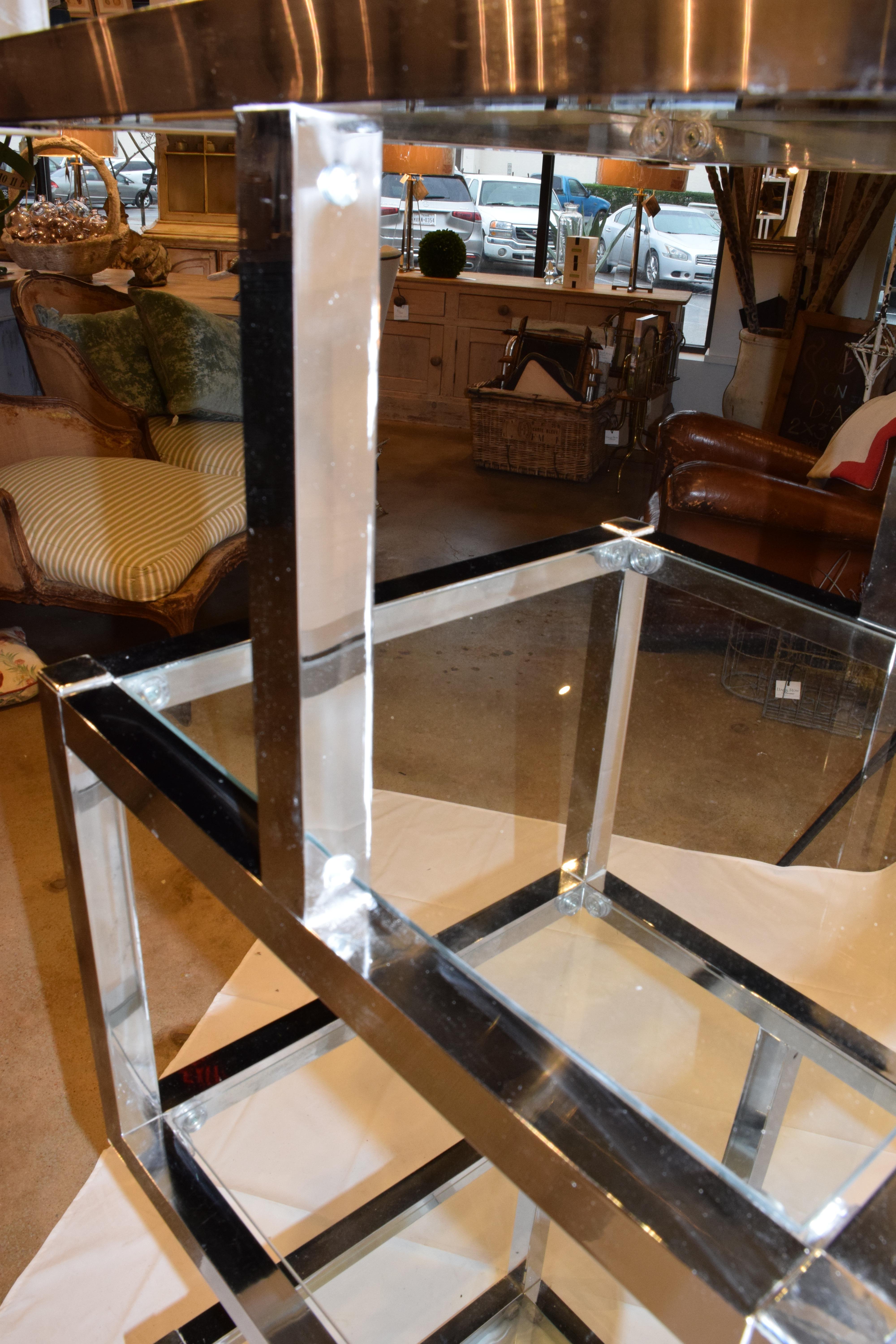 Mid-Century Modern Cube Chrome and Glass Étagère 6