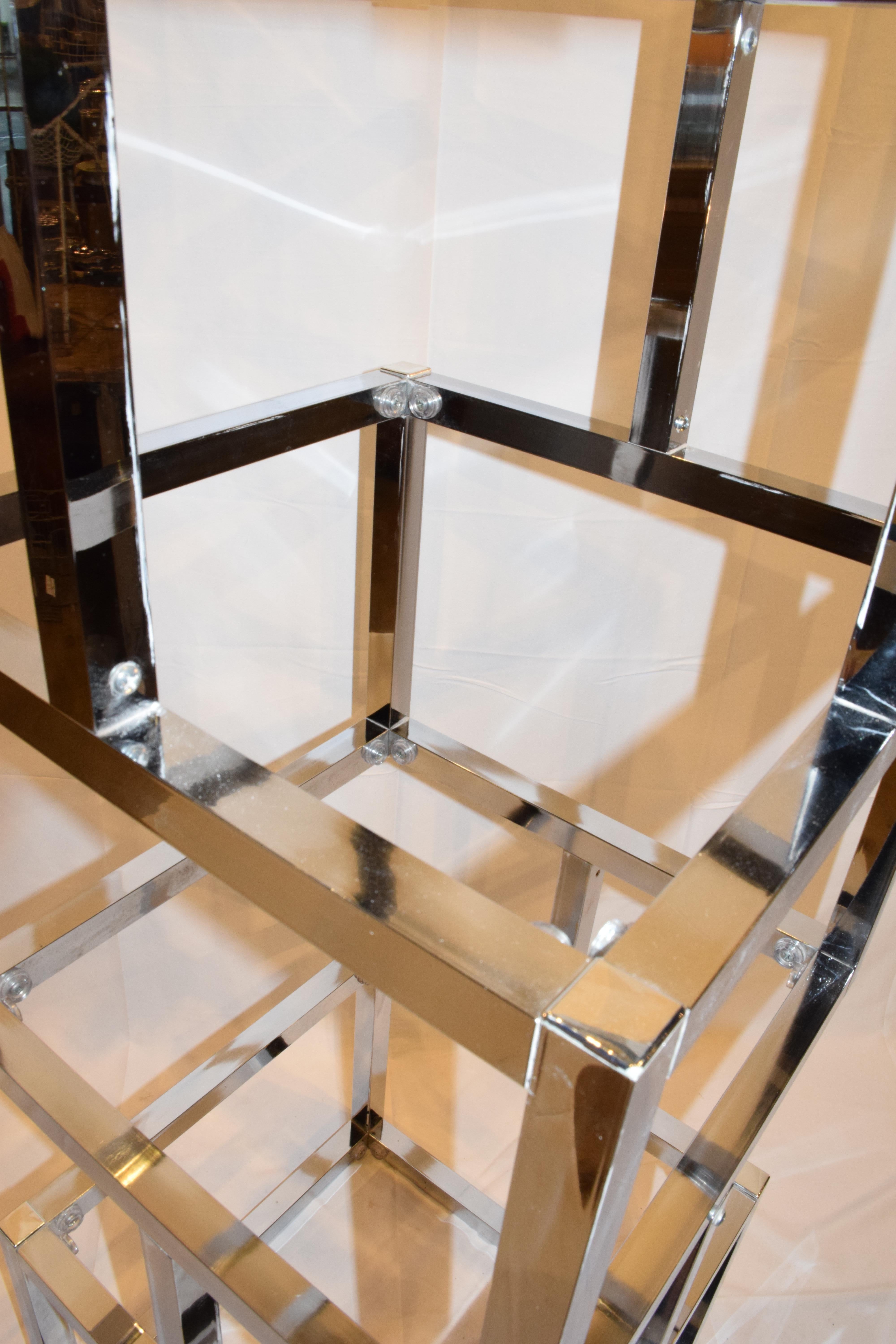 American Mid-Century Modern Cube Chrome and Glass Étagère