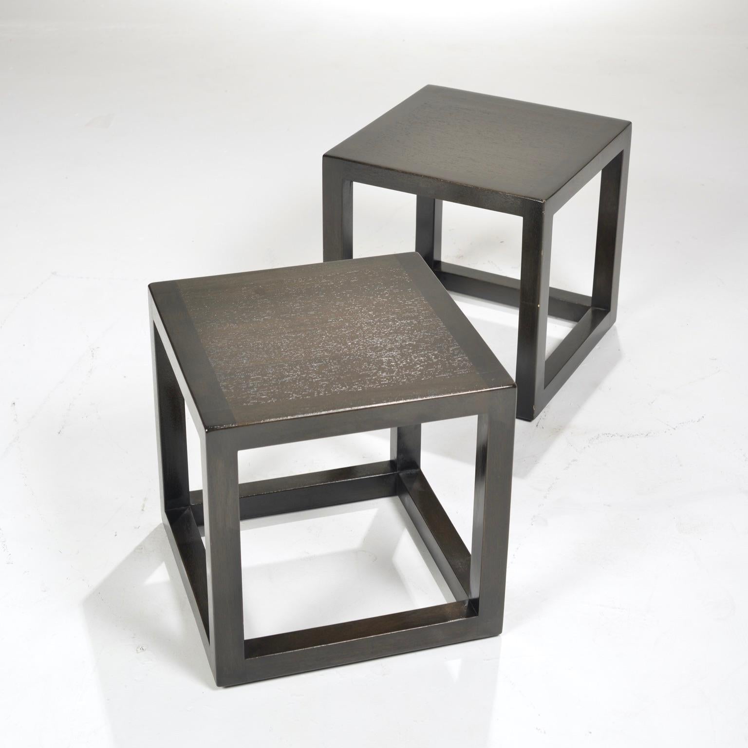 Oak Mid-Century Modern Cube End Tables by Dunbar For Sale