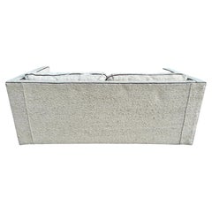 Mid-Century Modern Cube Loveseat Sofa in off White Nubby Linen