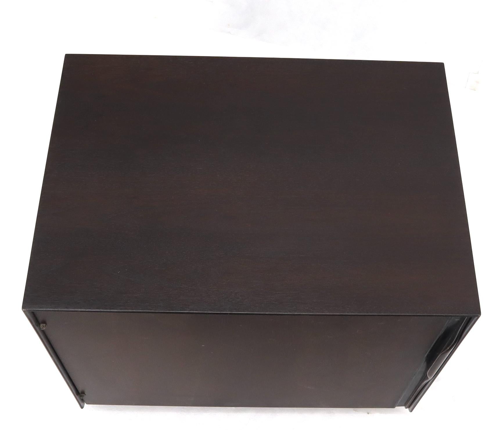 20th Century Mid-Century Modern Cube Shape Compact Liquor Cabinet End Table Espresso Finish For Sale