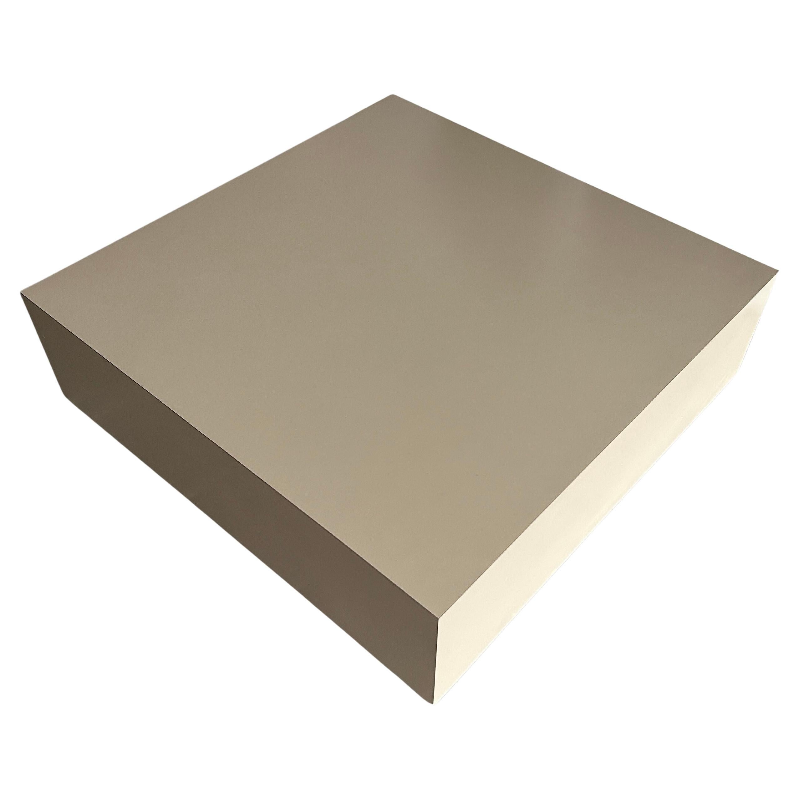 Mid-Century Modern cube Square tan Laminat schwimmend Couchtisch
