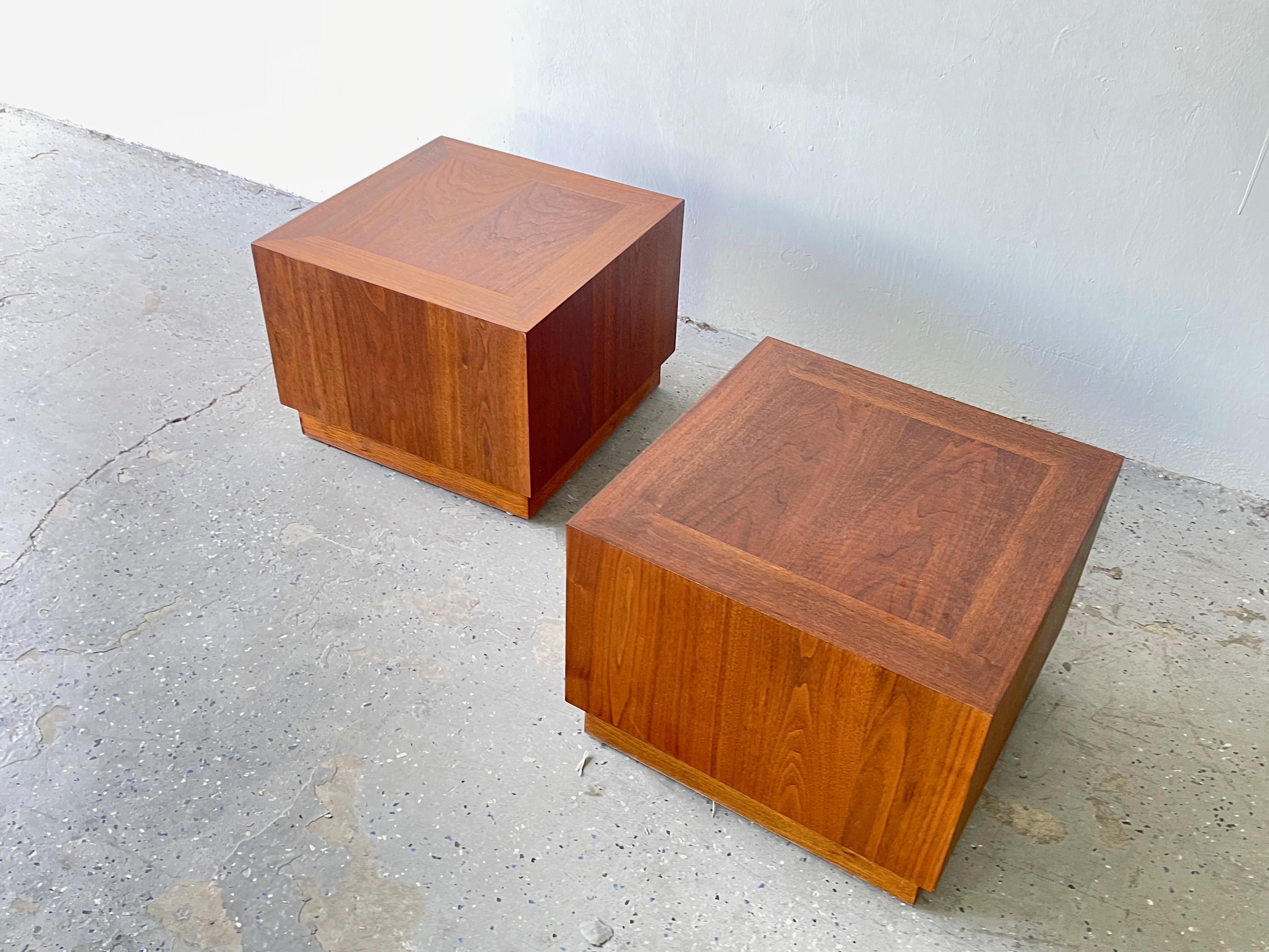 Mid-20th Century Mid-Century Modern Cubed / Plinth End Tables Manner of Milo Baughman Design