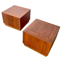 Mid-Century Modern Cubed / Plinth End Tables Manner of Milo Baughman Design