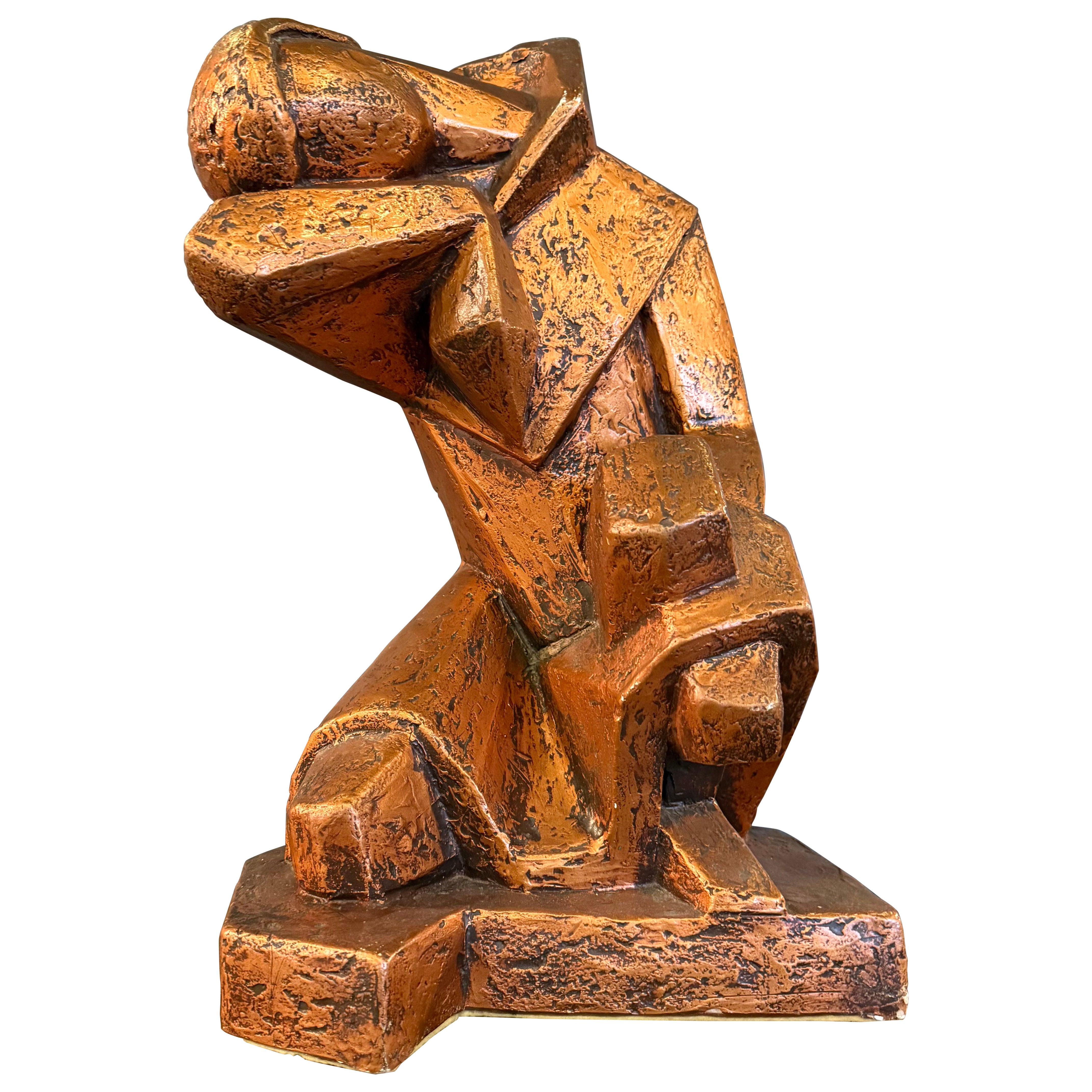 Mid-Century Modern Cubist Brutalist "Repose" Figurative Sculpture