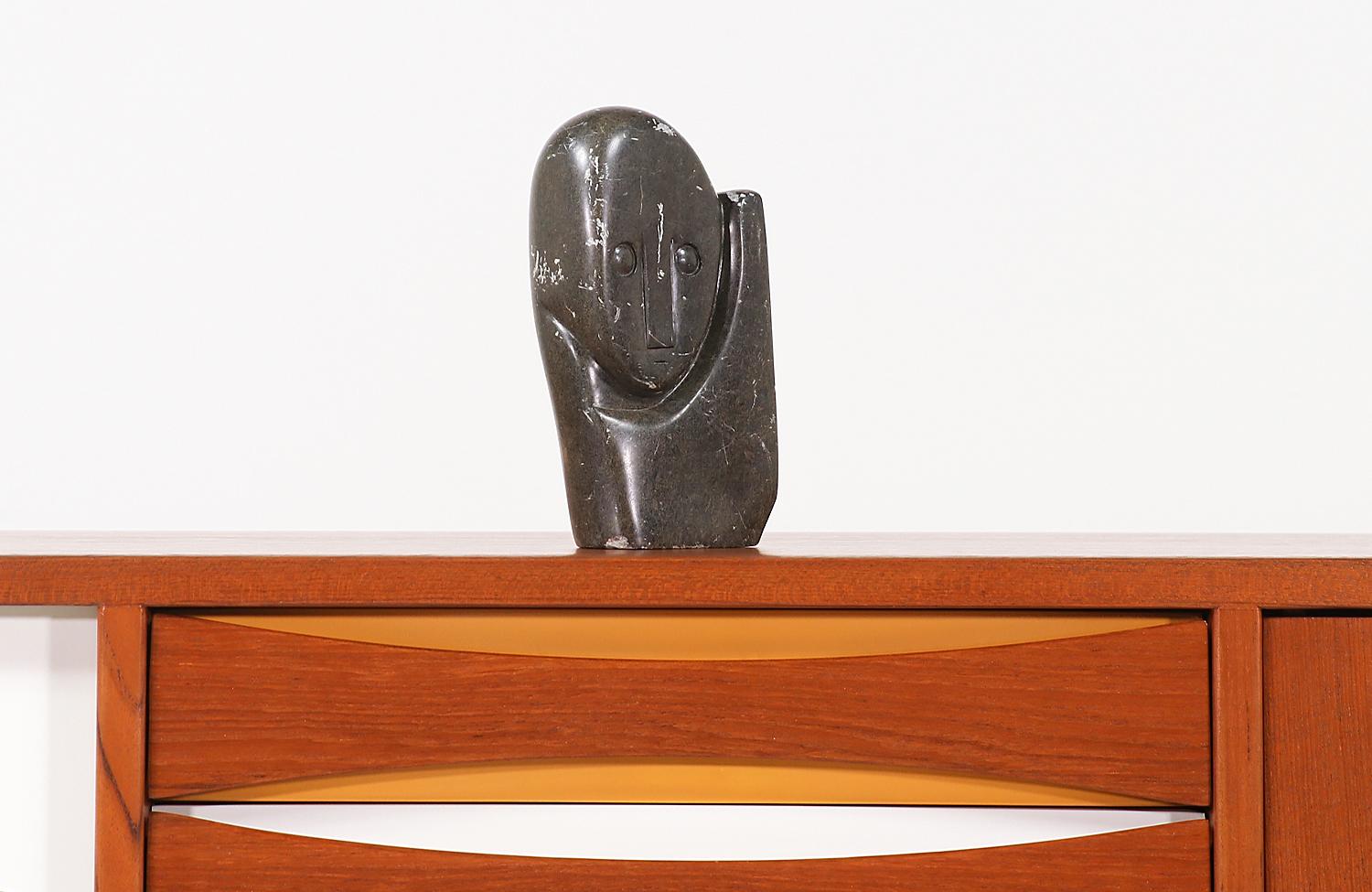 American Mid-Century Modern Cubist Carved Stone Sculpture