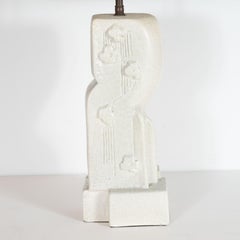 Mid-Century Modern Cubist Crackle Glaze Table Lamp Signed Mariana von Allesch