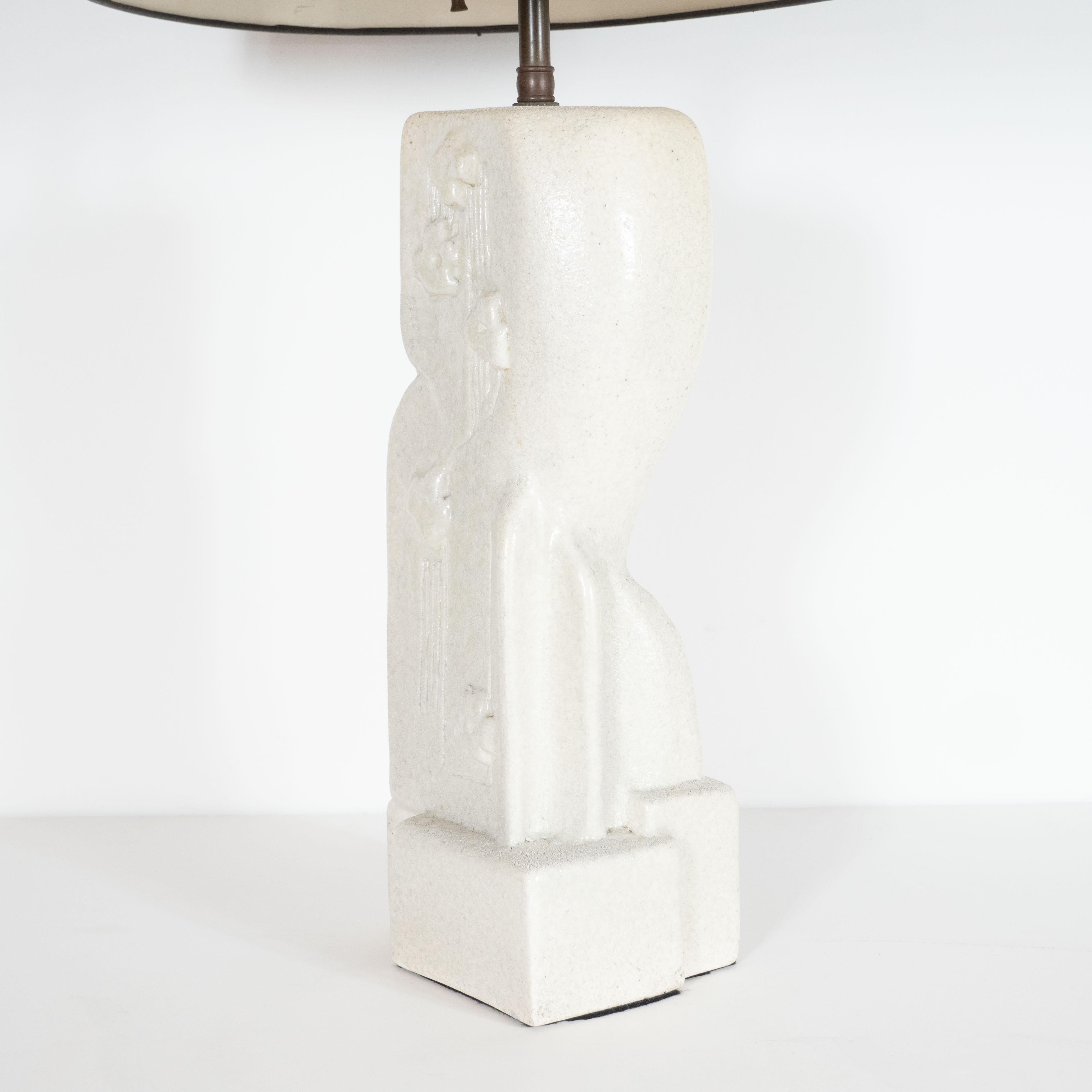 Mid-20th Century Mid-Century Modern Cubist Crackle Glaze Table Lamp Signed Mariana von Allesch