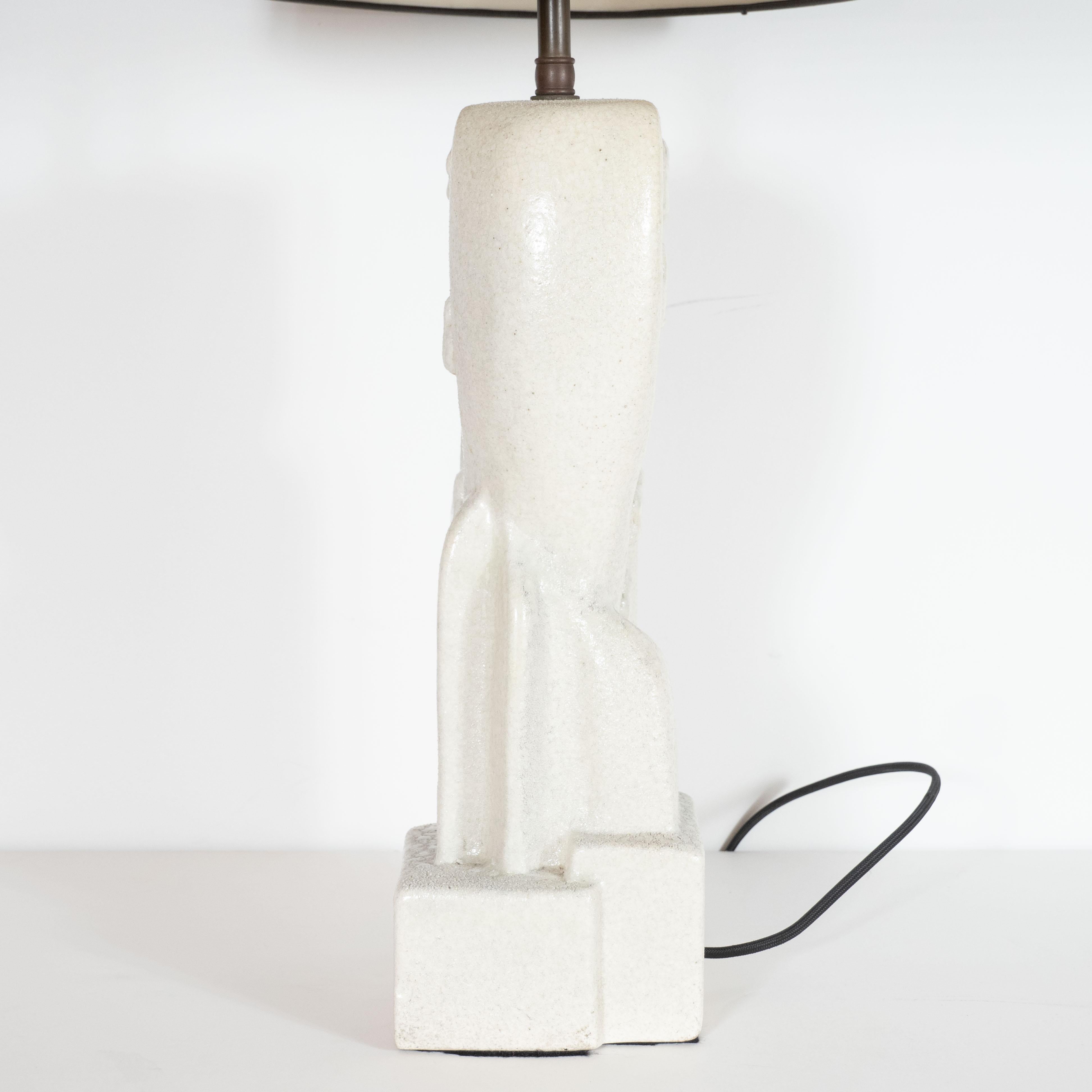Ceramic Mid-Century Modern Cubist Crackle Glaze Table Lamp Signed Mariana von Allesch