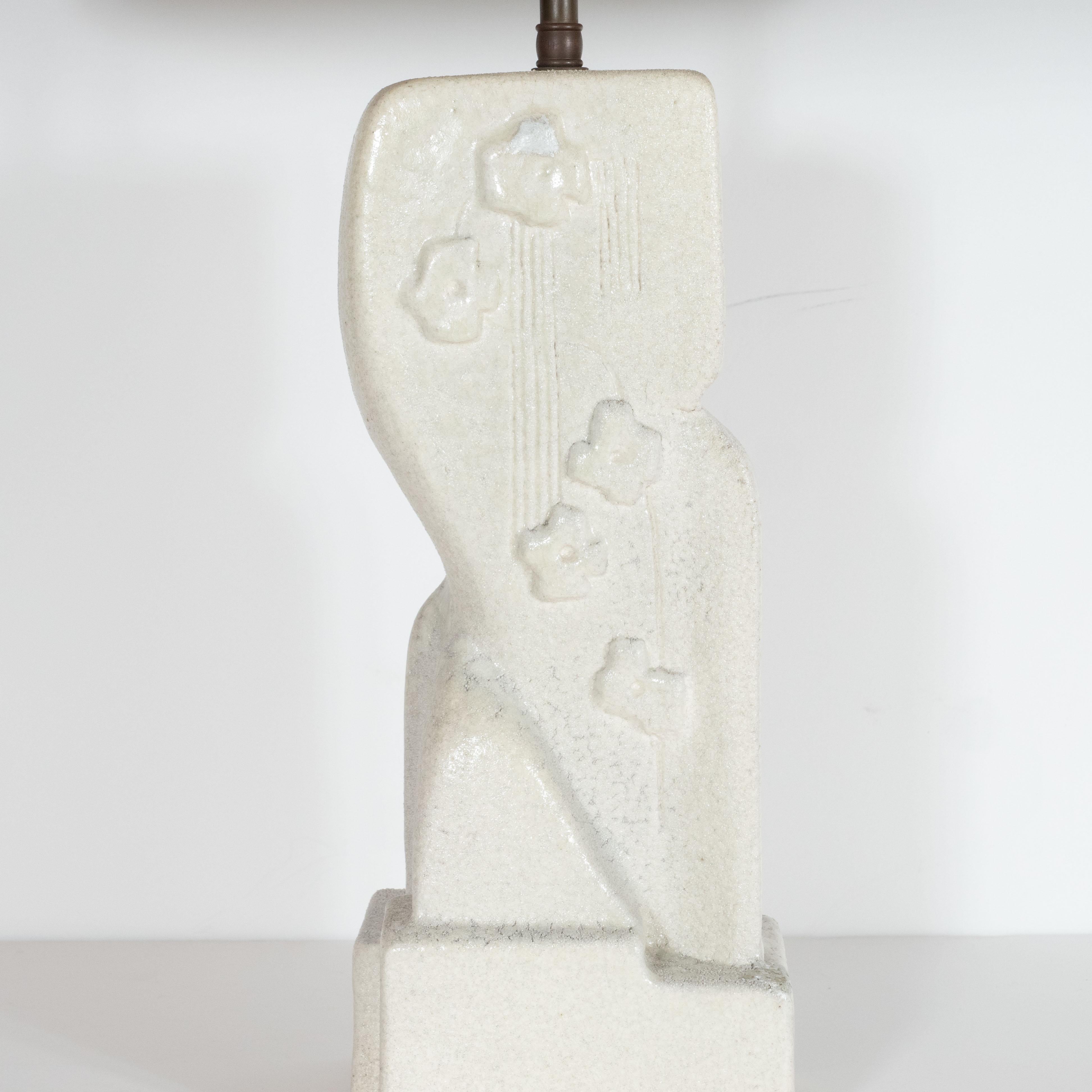 Mid-Century Modern Cubist Crackle Glaze Table Lamp Signed Mariana von Allesch 2