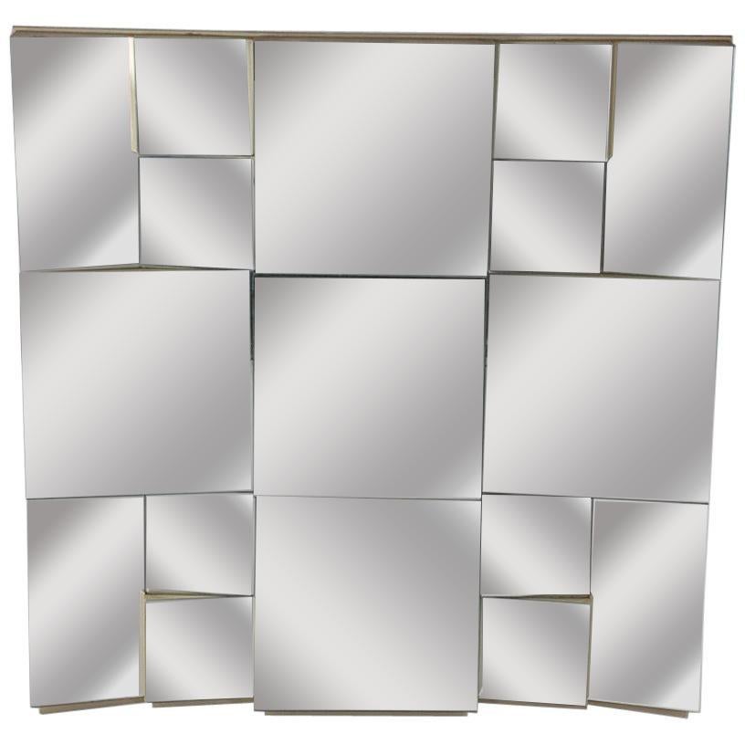 Mid-Century Modern Cubist Slopes Wall Mirror by Neal Small, Hollywood Regency