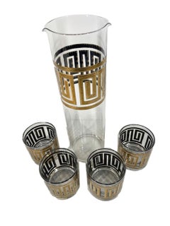 Mid-Century Modern, Culver, Ltd. Greek Key Cocktail Set in 22 Karat Gold