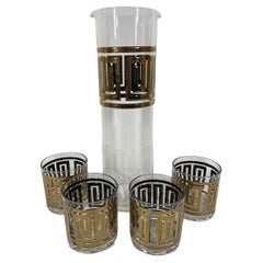 Mid-Century Modern, Culver, Ltd. Greek Key Cocktail Set in 22 Karat Gold