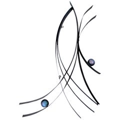 Mid-Century Modern Curtis Jere Black Metal Abstract Wall Sculpture Signed 1977
