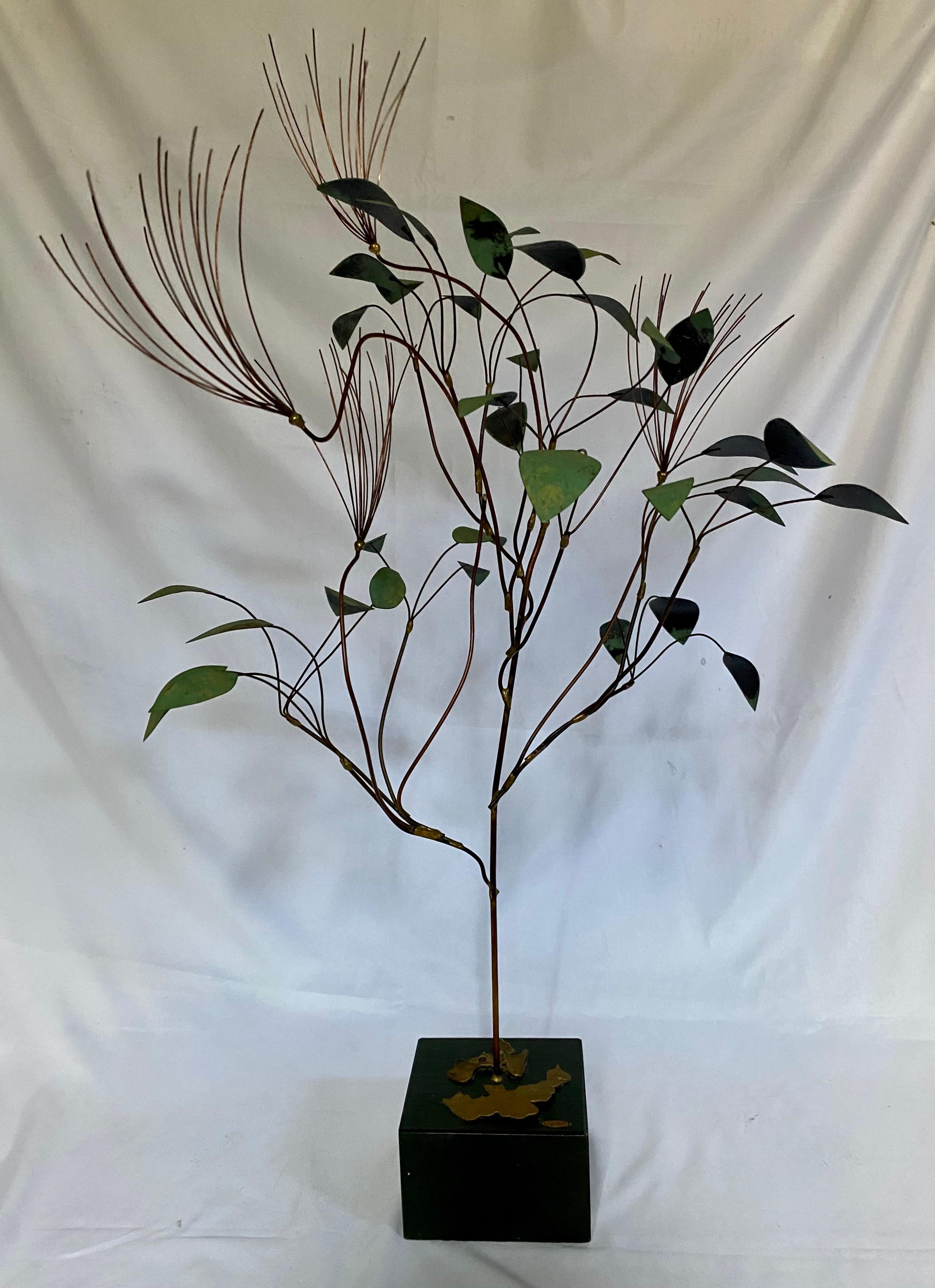 Mid-Century Modern Curtis Jere Brutalist Metal Tree Sculpture, 1960s In Good Condition For Sale In Lambertville, NJ