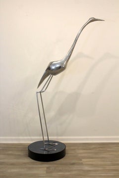 Mid-Century Modern Curtis Jere Heron Chrome Silver Floor Sculpture