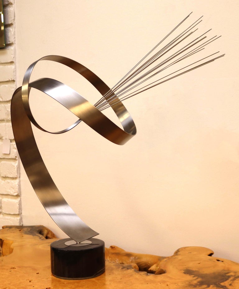 Late 20th Century Mid Century Modern Curtis Jere Kinetic Steel Sculpture For Sale