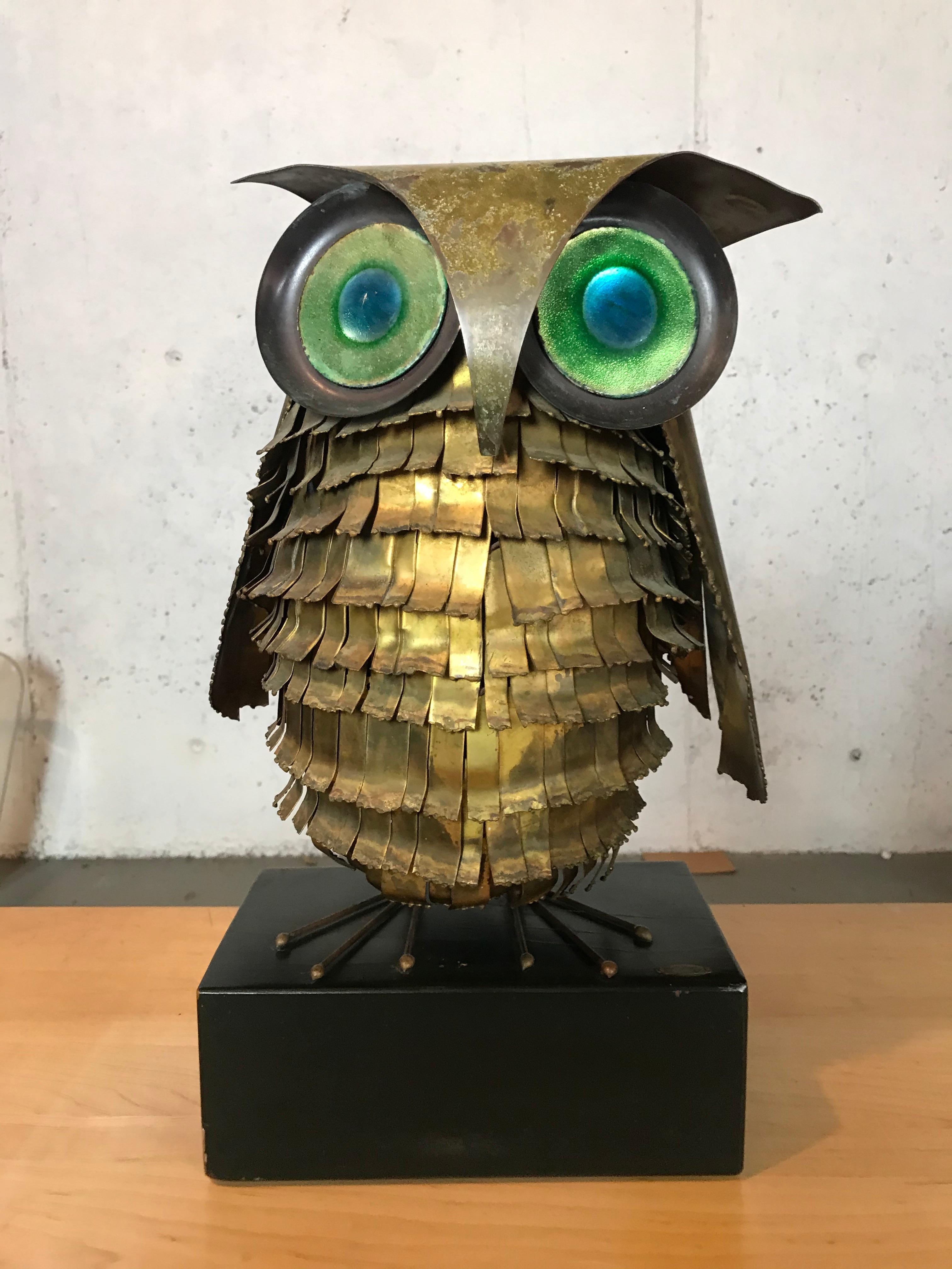 Mid-Century Modern Curtis Jere Large Owl Sculpture Signed, 1967 5