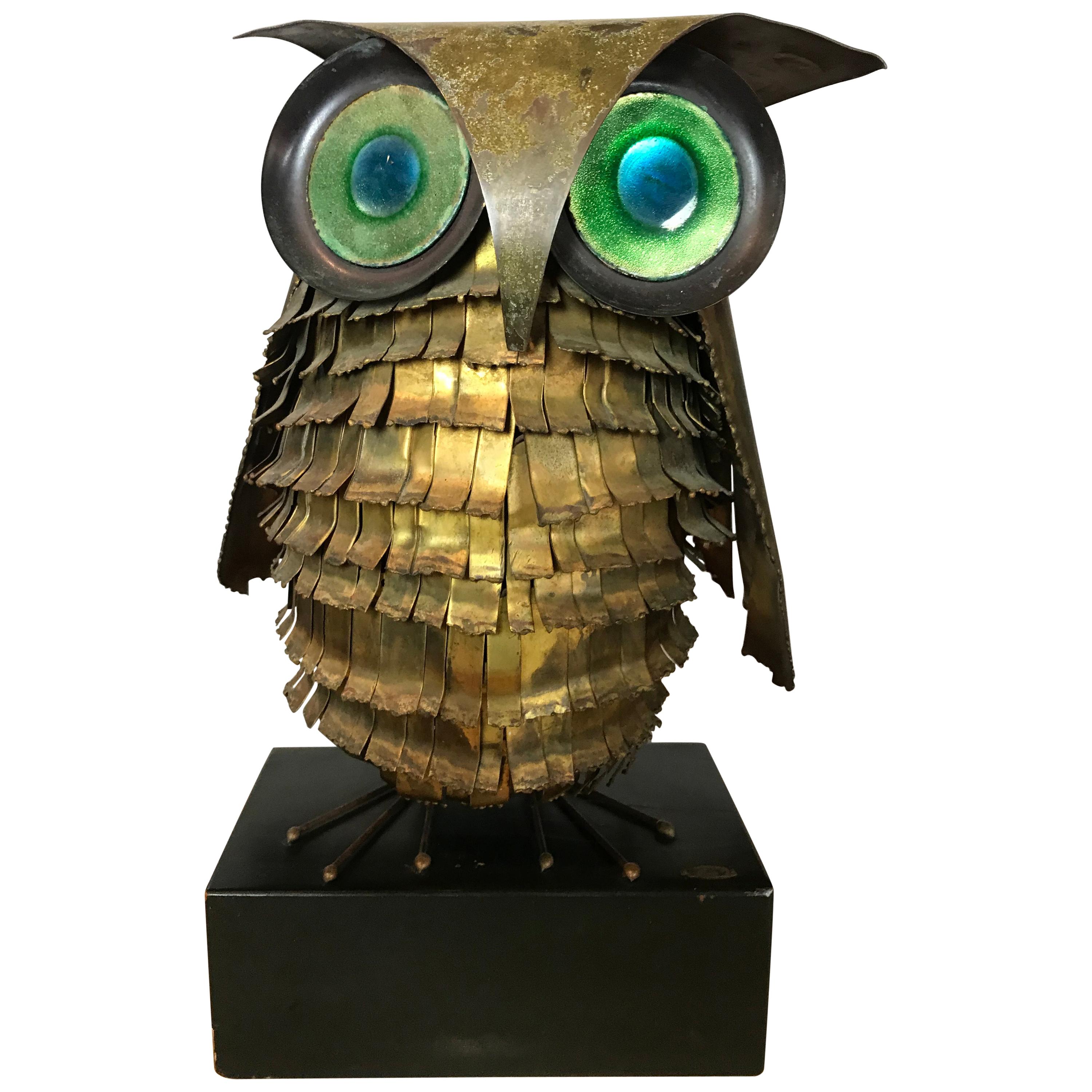 Mid-Century Modern Curtis Jere Large Owl Sculpture Signed, 1967