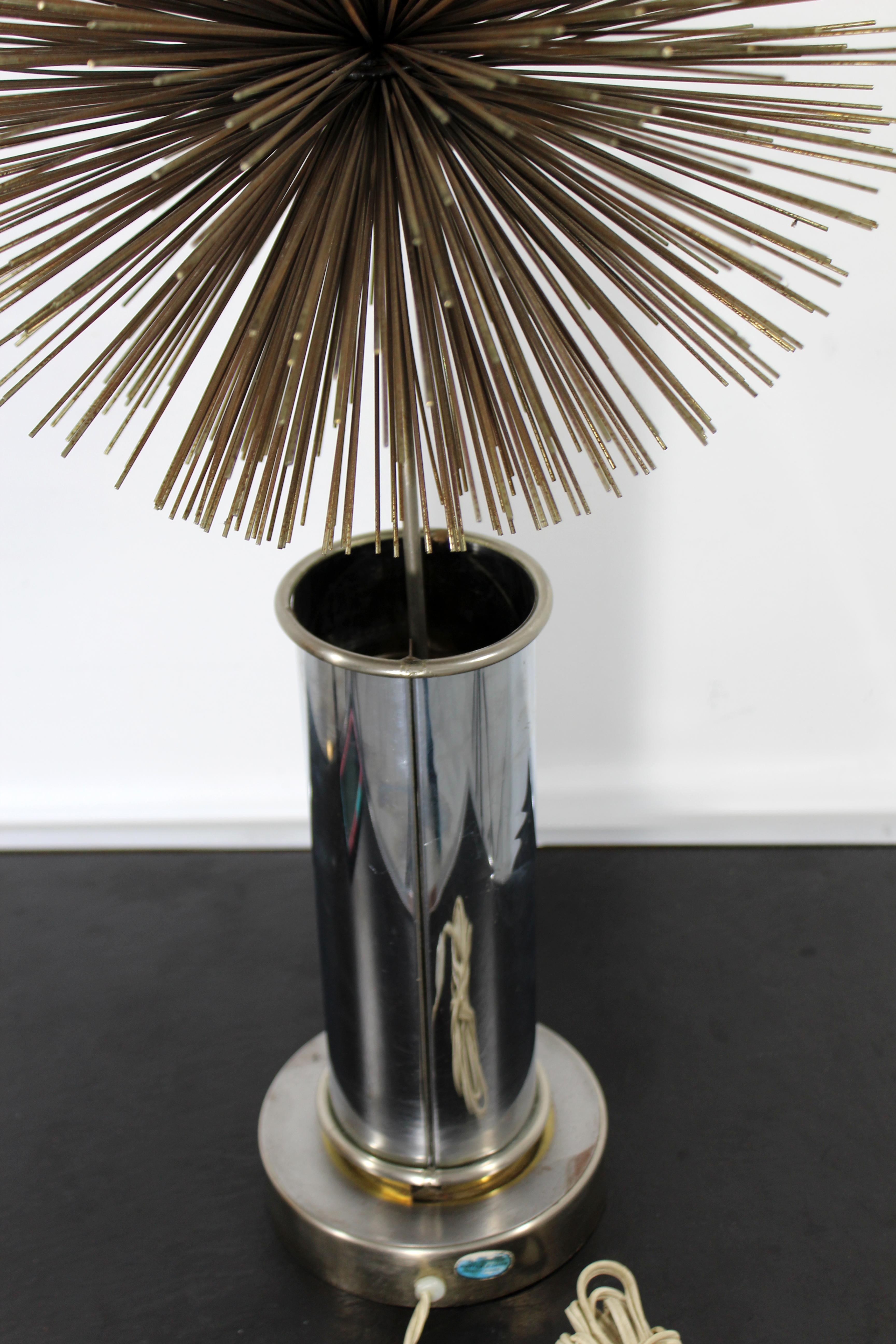 Mid-Century Modern Curtis Jere Mixed Metals Spiky Pom Pom Table Lamp 1960s 2