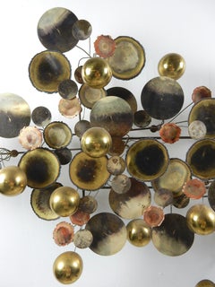 Mid-Century Modern Curtis Jere Raindrops Abstract Art Sculpture in Brass
