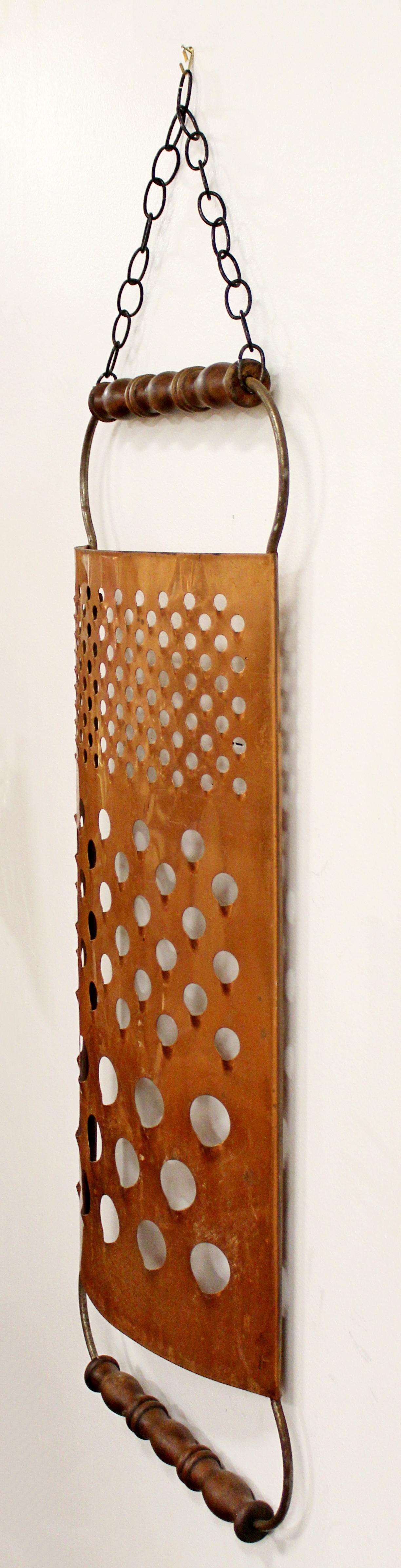 American Mid-Century Modern Curtis Jere Signed Copper Cheese Grater Wall Sculpture, 1970s