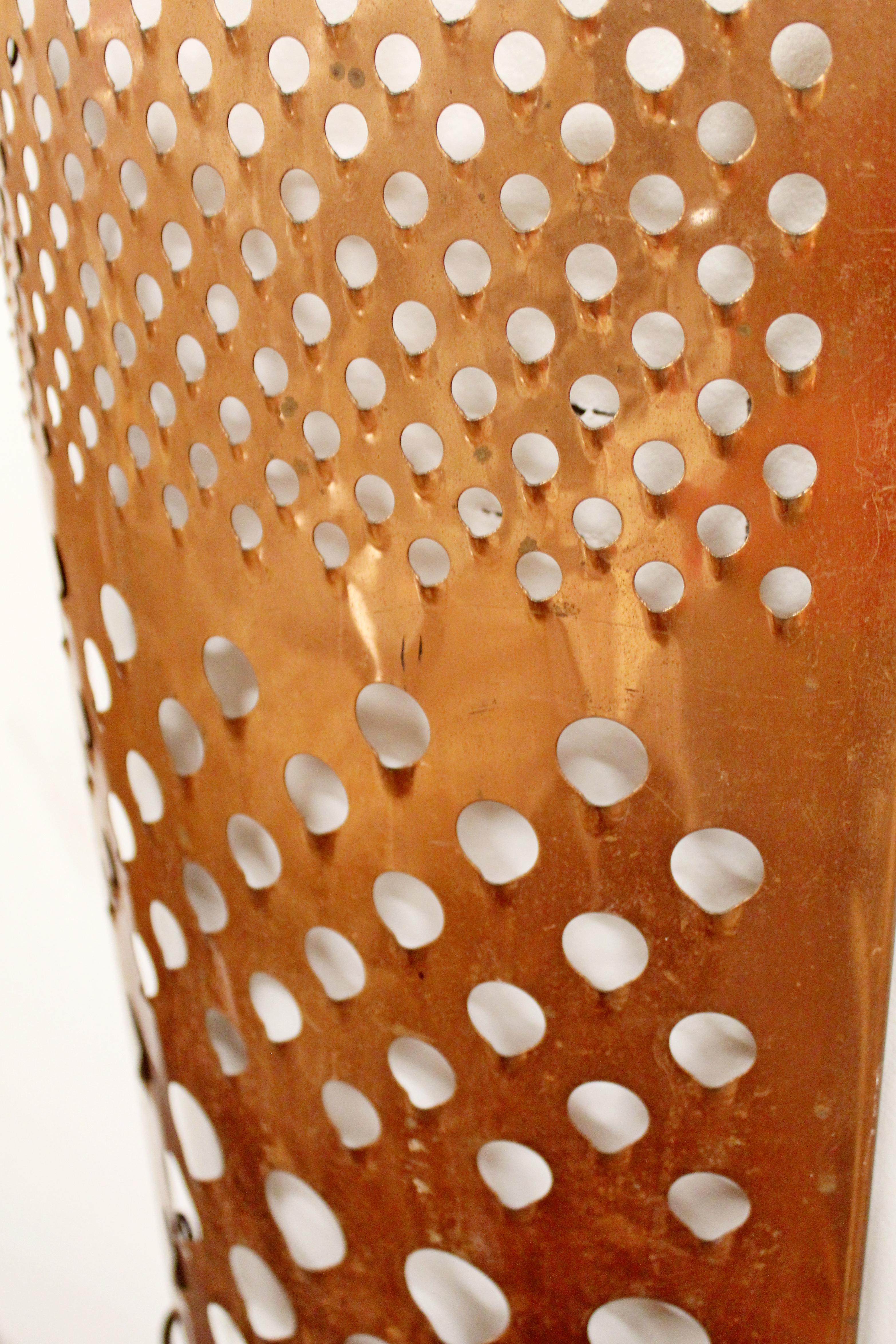 Late 20th Century Mid-Century Modern Curtis Jere Signed Copper Cheese Grater Wall Sculpture, 1970s