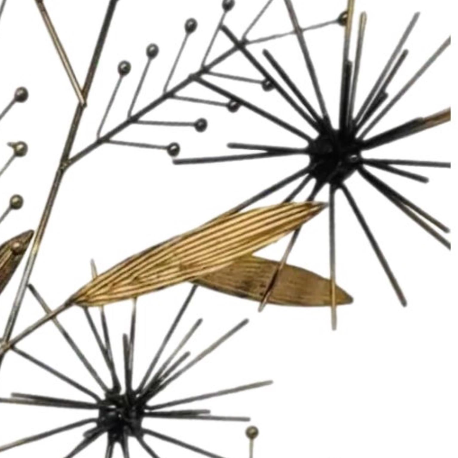Mid Century Modern Curtis Jere Style Brass Pom Pom Bamboo Tree Wall Sculpture For Sale 5