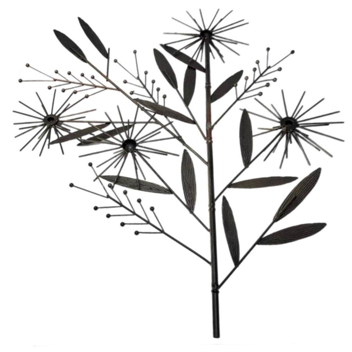 Mid Century Modern Curtis Jere Style Brass Pom Pom Bamboo Tree Wall Sculpture For Sale 7