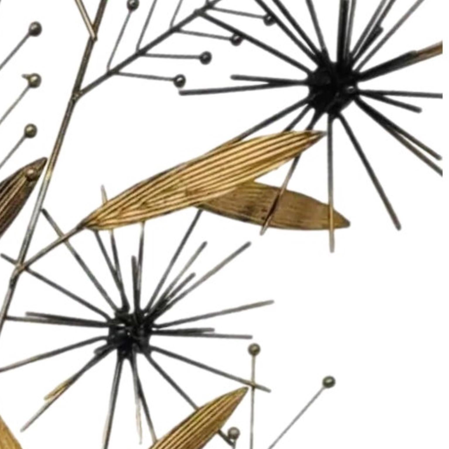 American Mid Century Modern Curtis Jere Style Brass Pom Pom Bamboo Tree Wall Sculpture For Sale