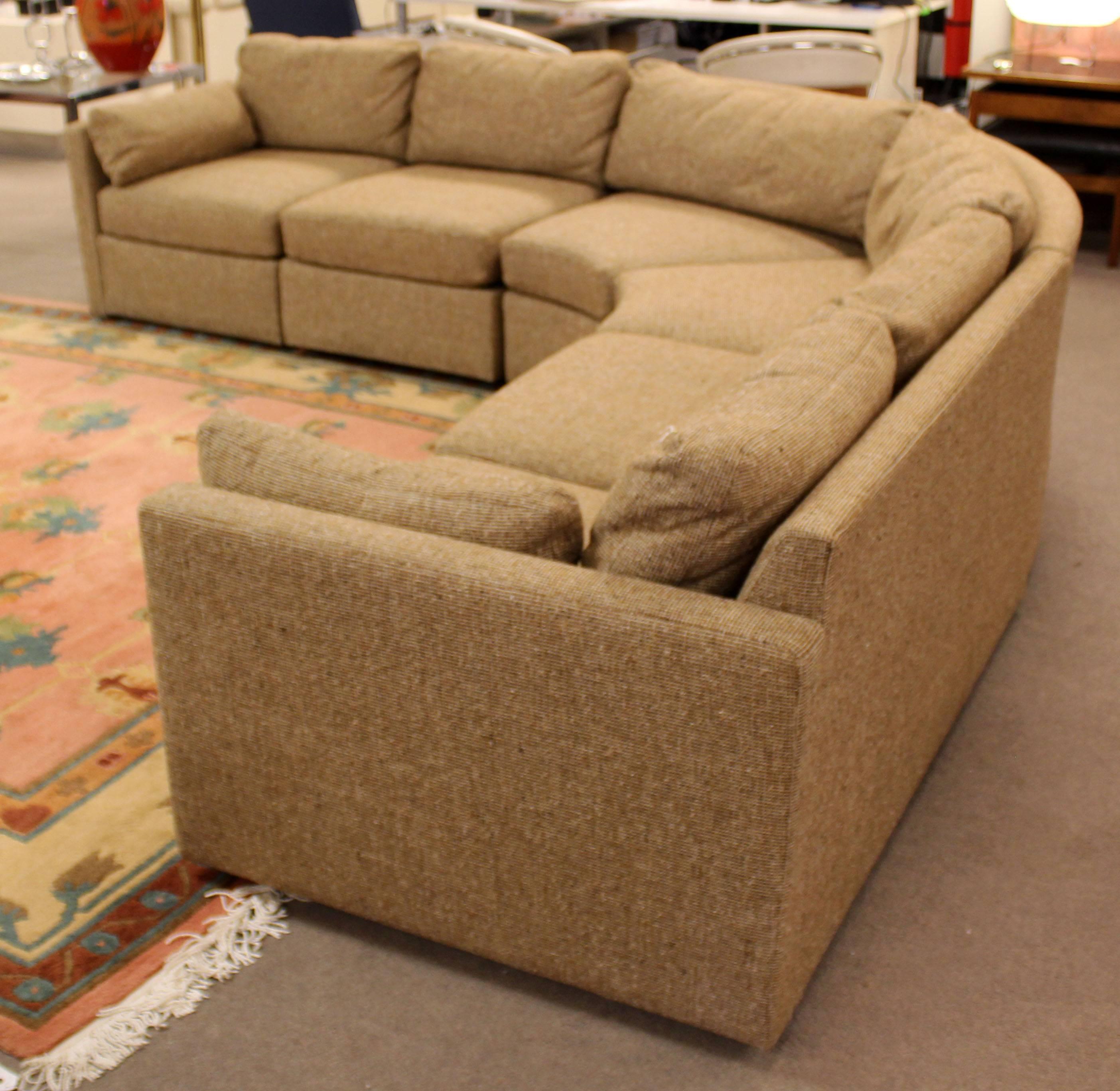 American Mid-Century Modern Curved Five-Piece Sofa Sectional Drexel Baughman Era