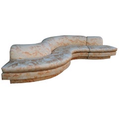 Mid-Century Modern Curved and Sculptural Serpentine Sectional Sofa Plinth Base