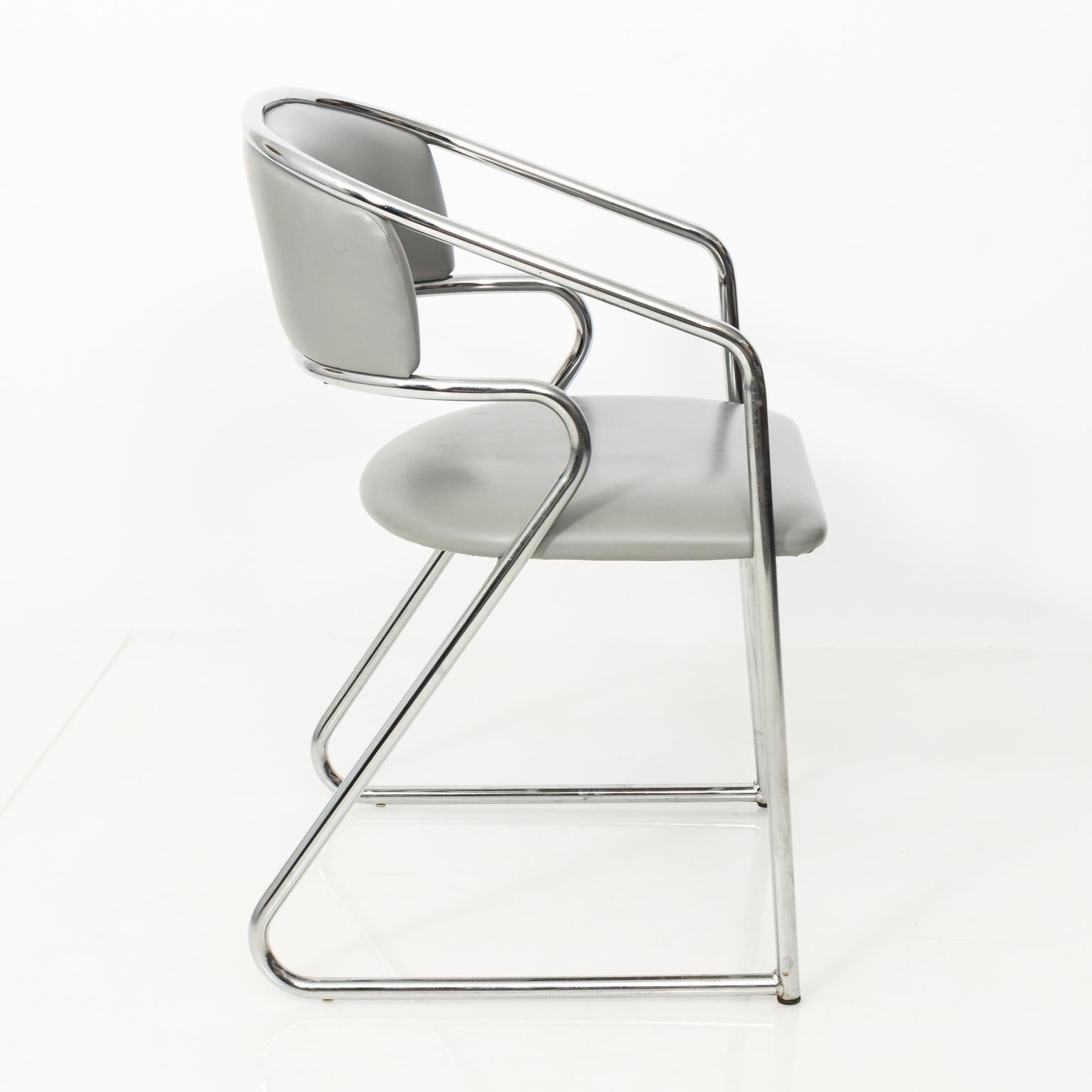 Leather Mid-Century Modern Curved Armchairs by Lowenstein