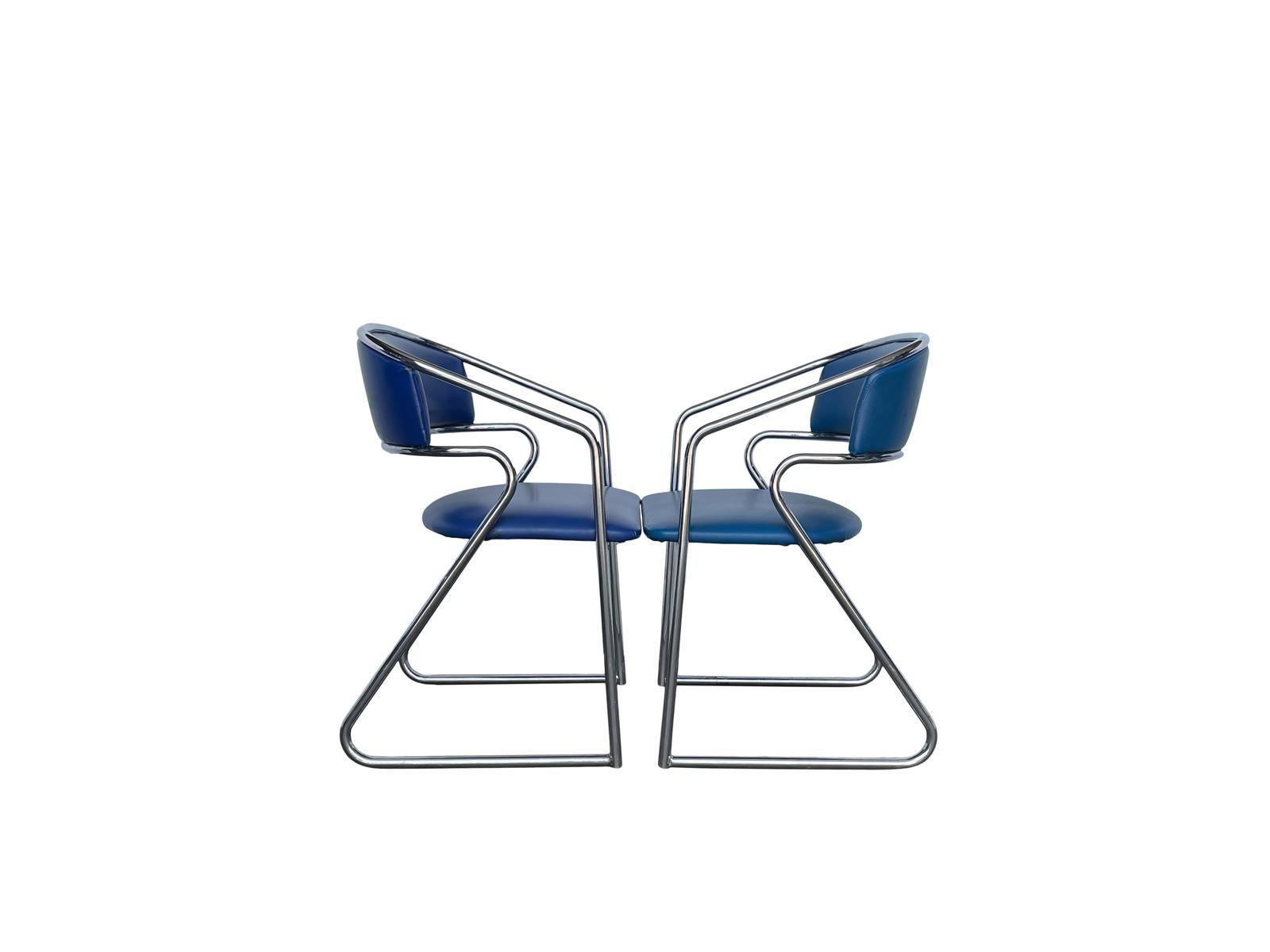 Italian Mid-Century Modern Curved Chrome Armchairs by Loewenstein Italy  For Sale