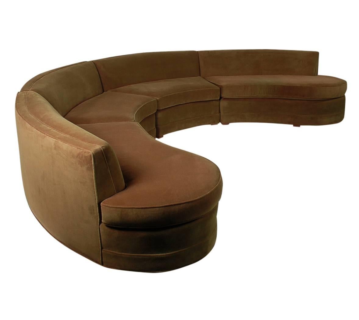 Mid-Century Modern Curved Circular Pit Sectional Sofa 