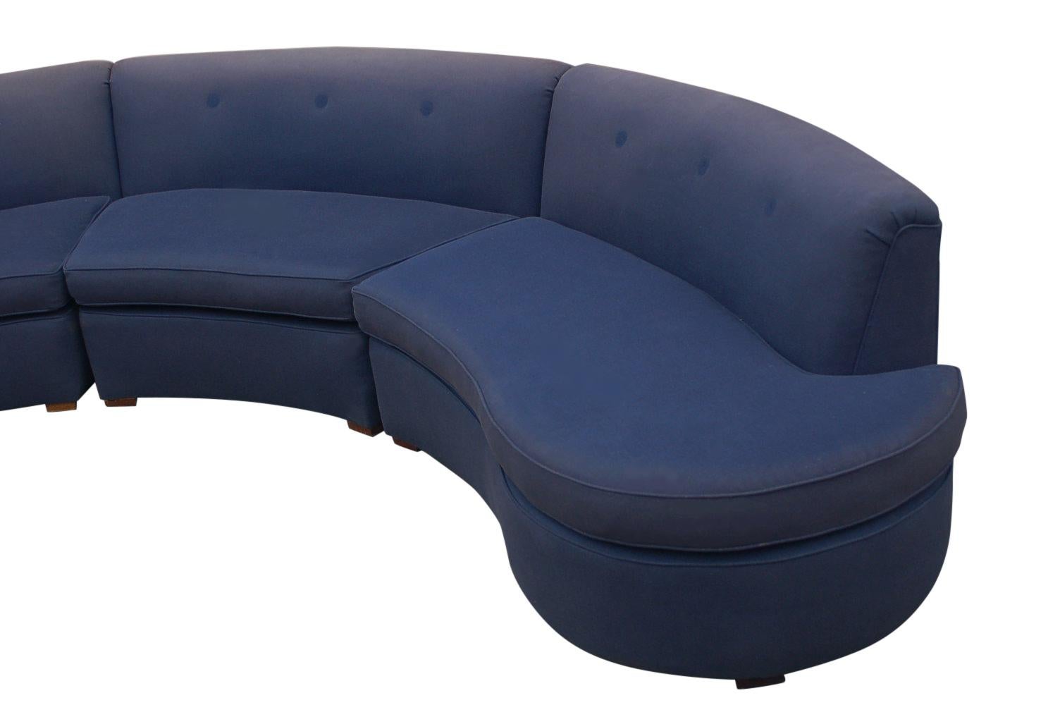 American Mid-Century Modern Curved Circular Serpentine Sectional Sofa