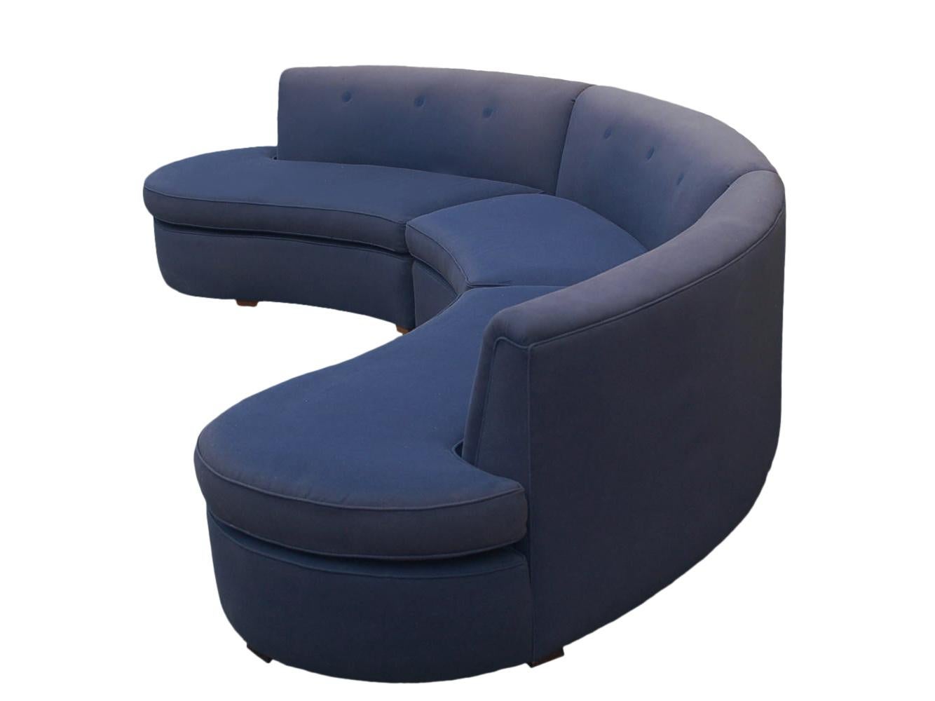 Mid-20th Century Mid-Century Modern Curved Circular Serpentine Sectional Sofa