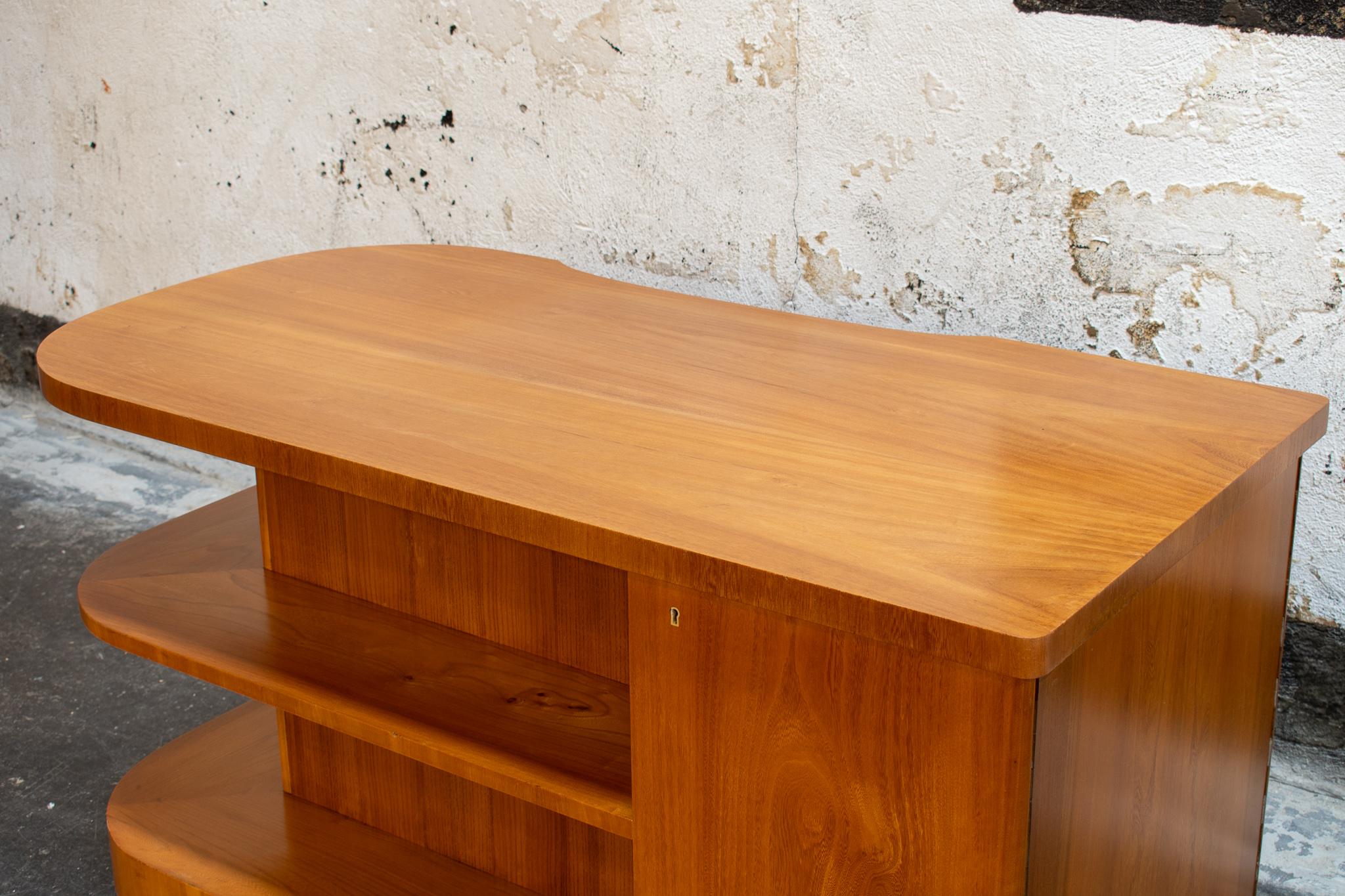 Art Moderne Curved Desk With Open Shelving 7